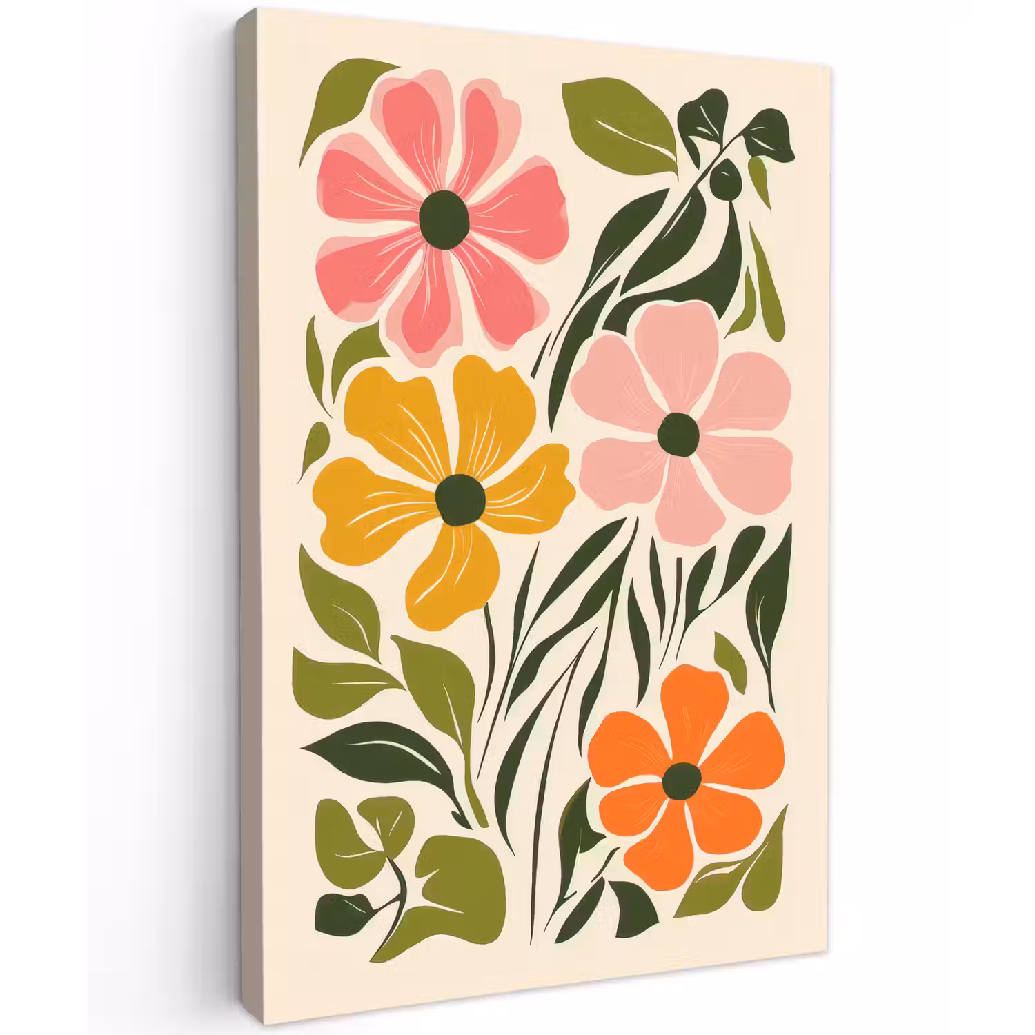 Bloemen - Speels - Kleurrijk canvas 2cm klein -z3d