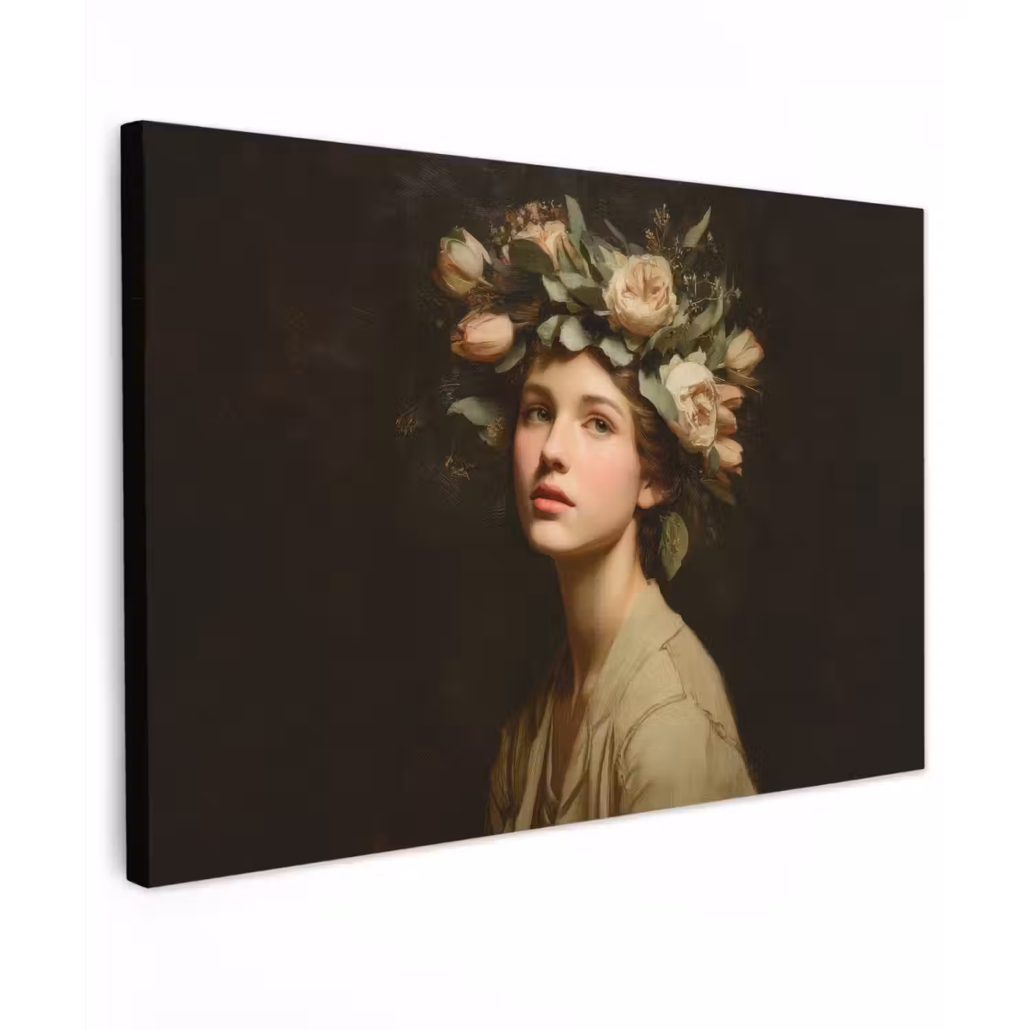 Bloemenstilte - Vrouw - Portret canvas 2cm klein -z3d