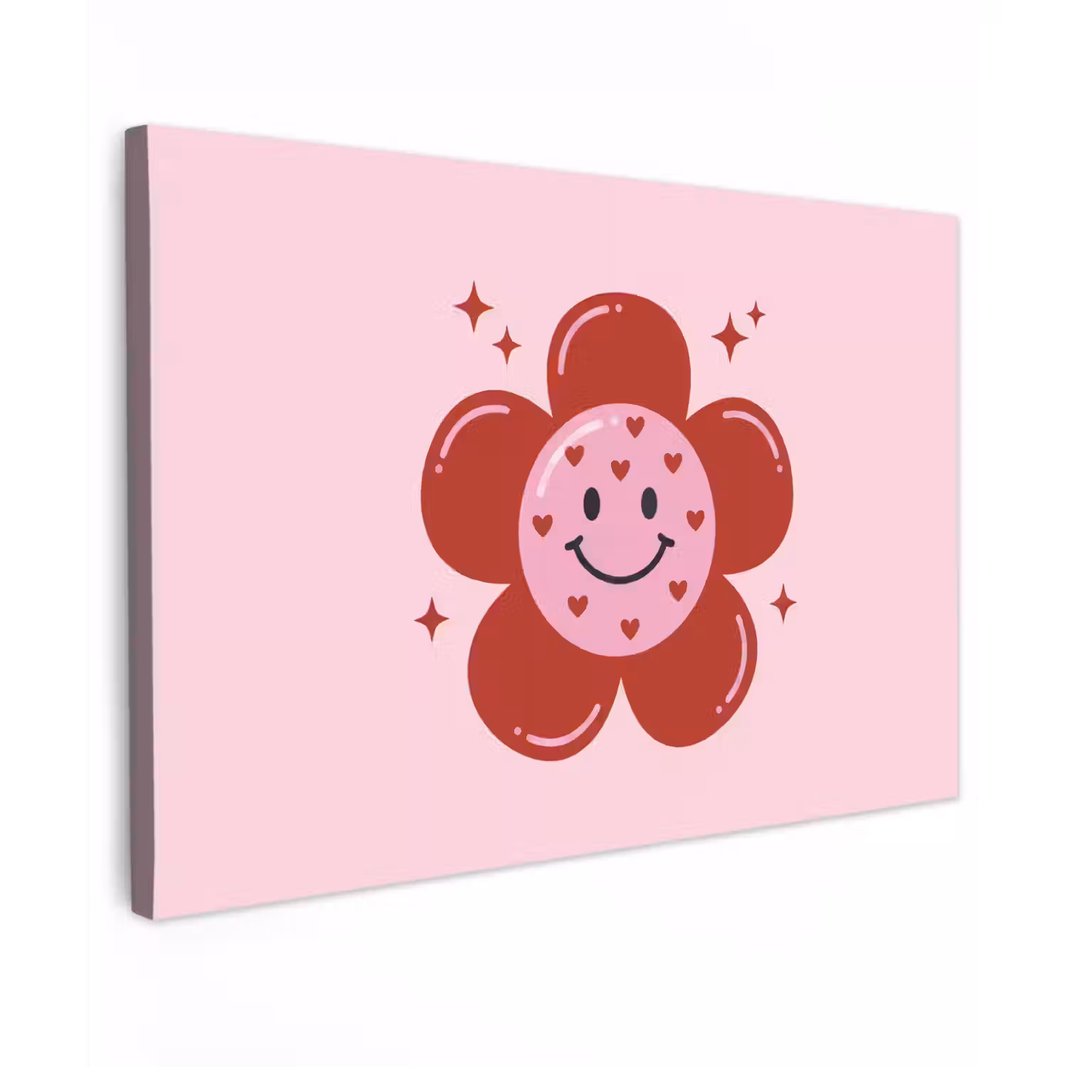 Bloem - Roze - Hartjes canvas 2cm klein -z3d
