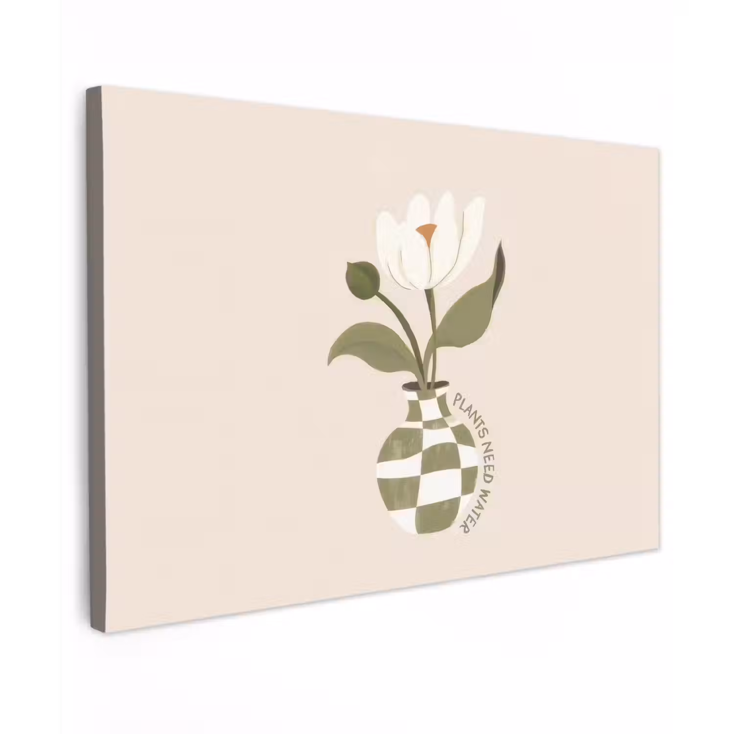 Bloem - Wit - Vaas - Quote canvas 2cm klein -z3d