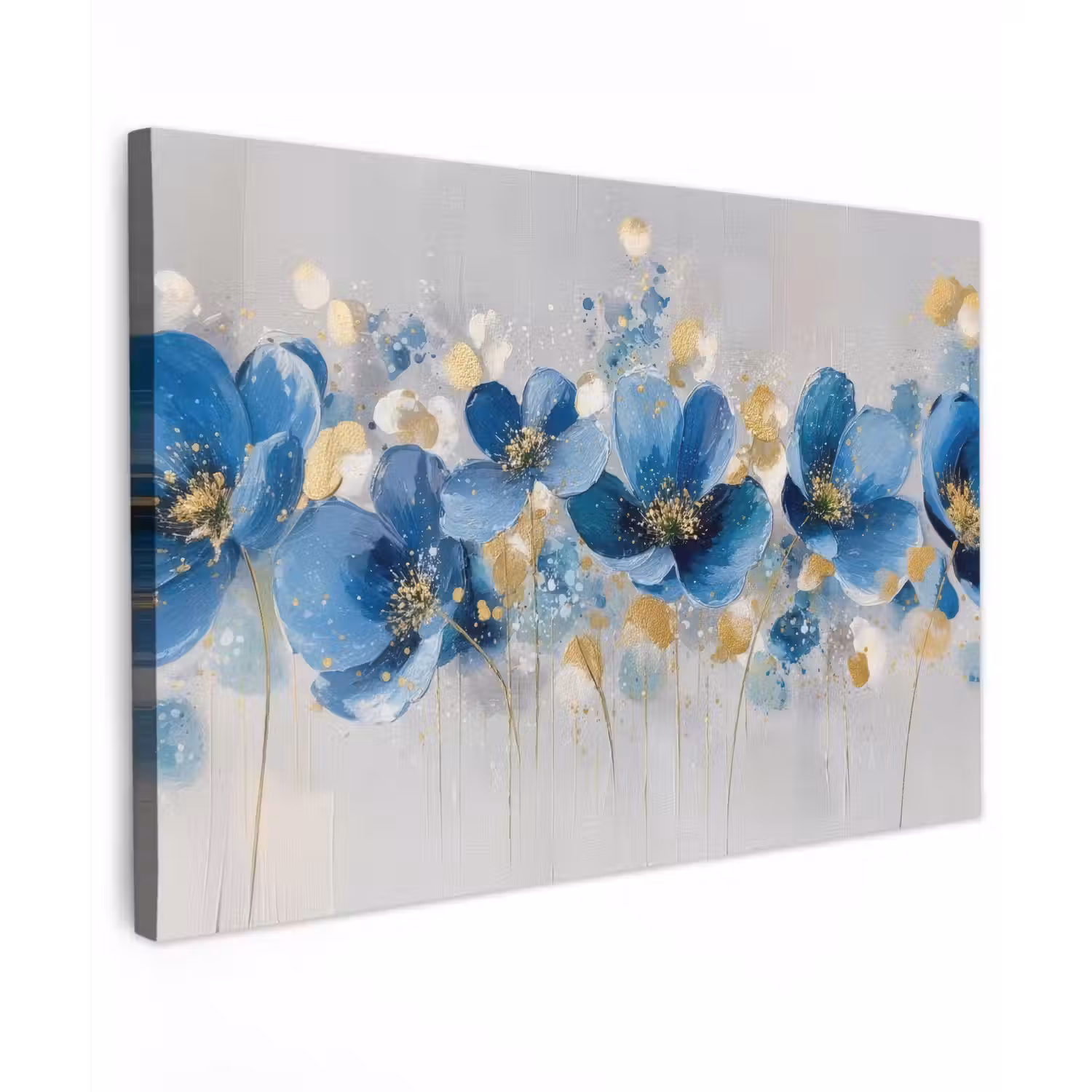 Bloemen - Blauw - Abstract canvas 2cm klein -z3d