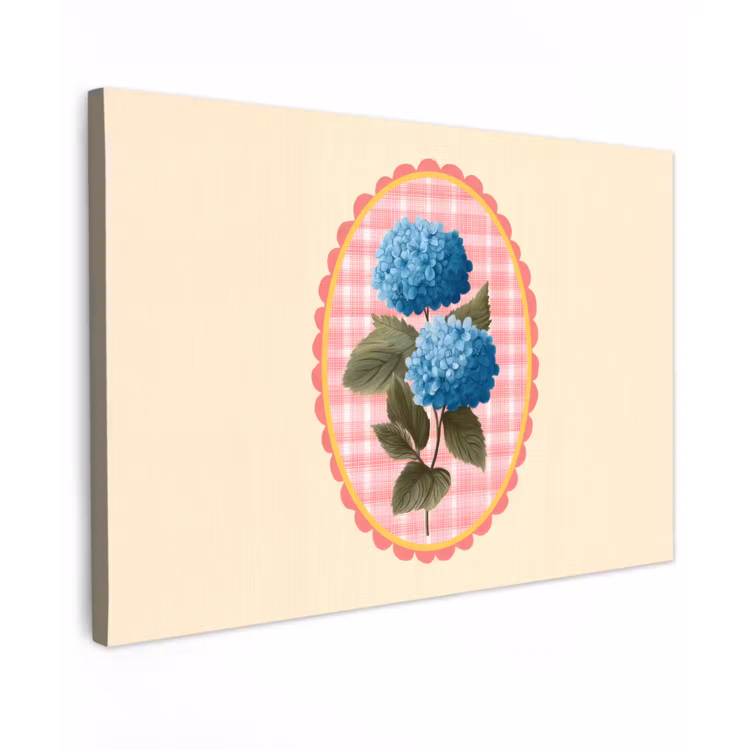 Bloemen - Blauw - Lijst - Bladeren canvas 2cm klein -z3d