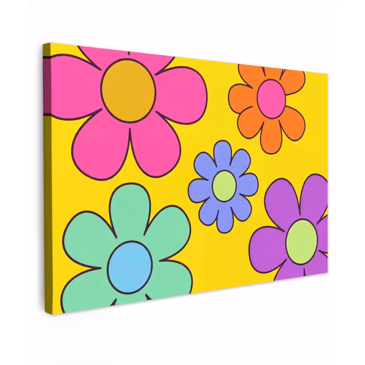 Bloemen - Illustratie - Kleurrijk canvas 2cm klein -z3d