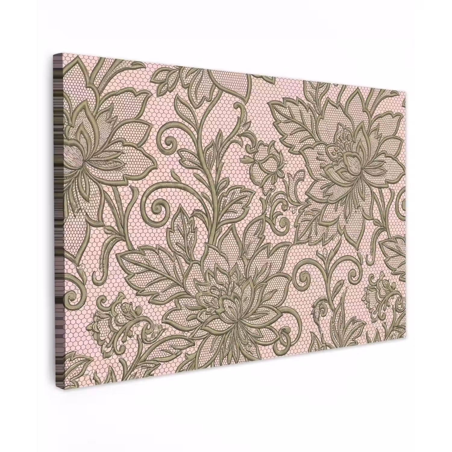 Bloemen - Kant - Patroon - Klassiek - Groen canvas 2cm klein -z3d