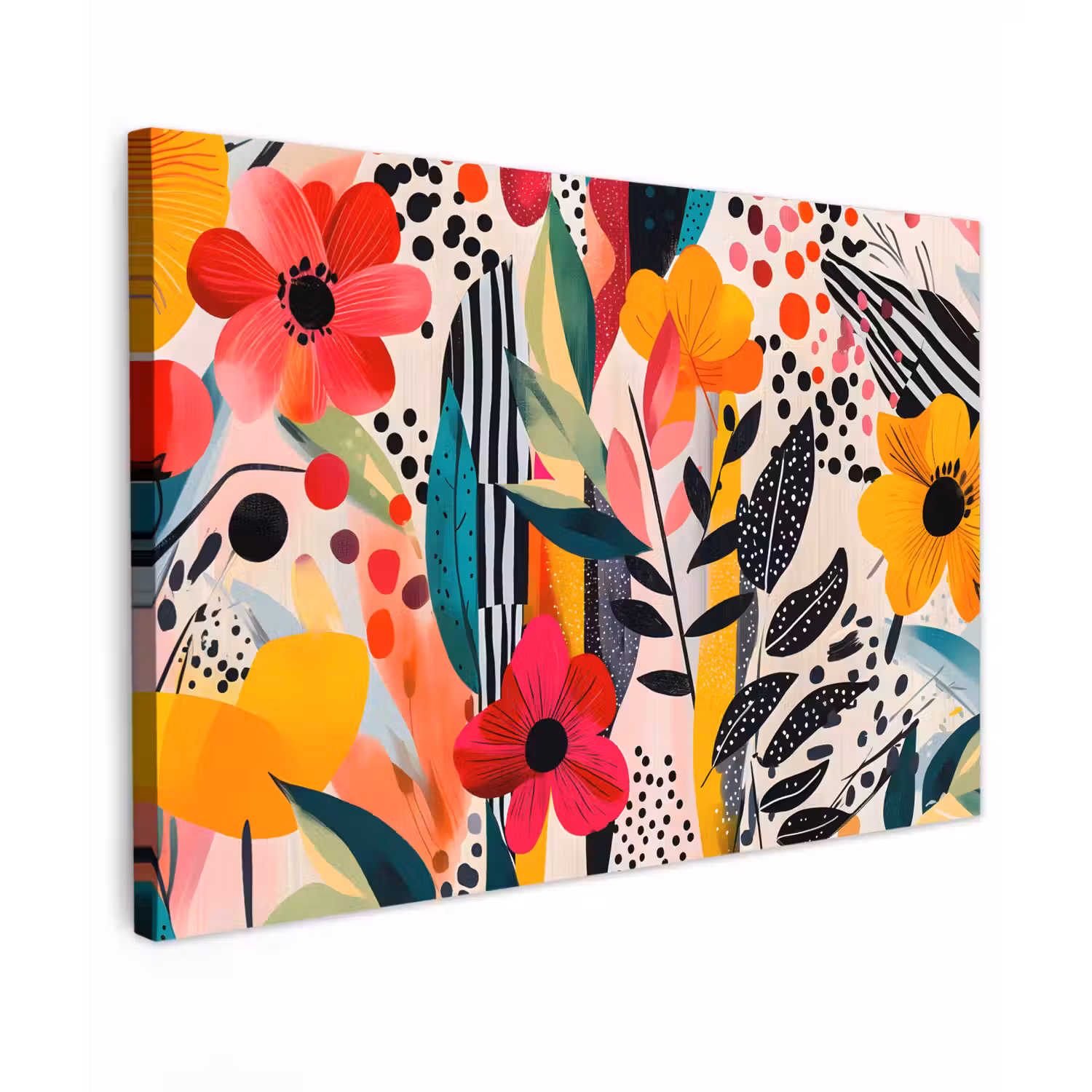 Bloemen - Bladeren - Abstract - Kleurrijk canvas 2cm klein -z3d