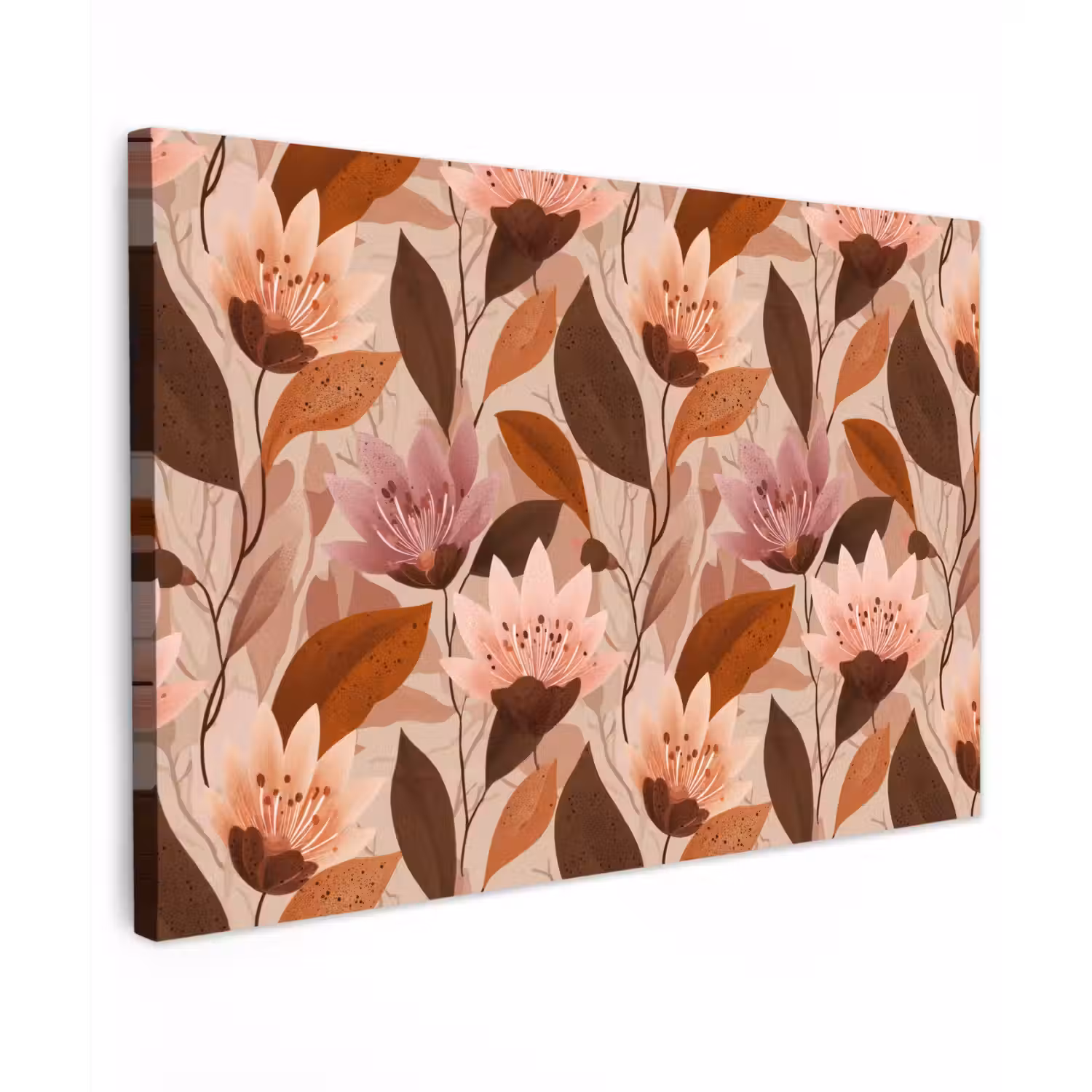 Bloemen - Bladeren - Bruin canvas 2cm klein 34 -z3d