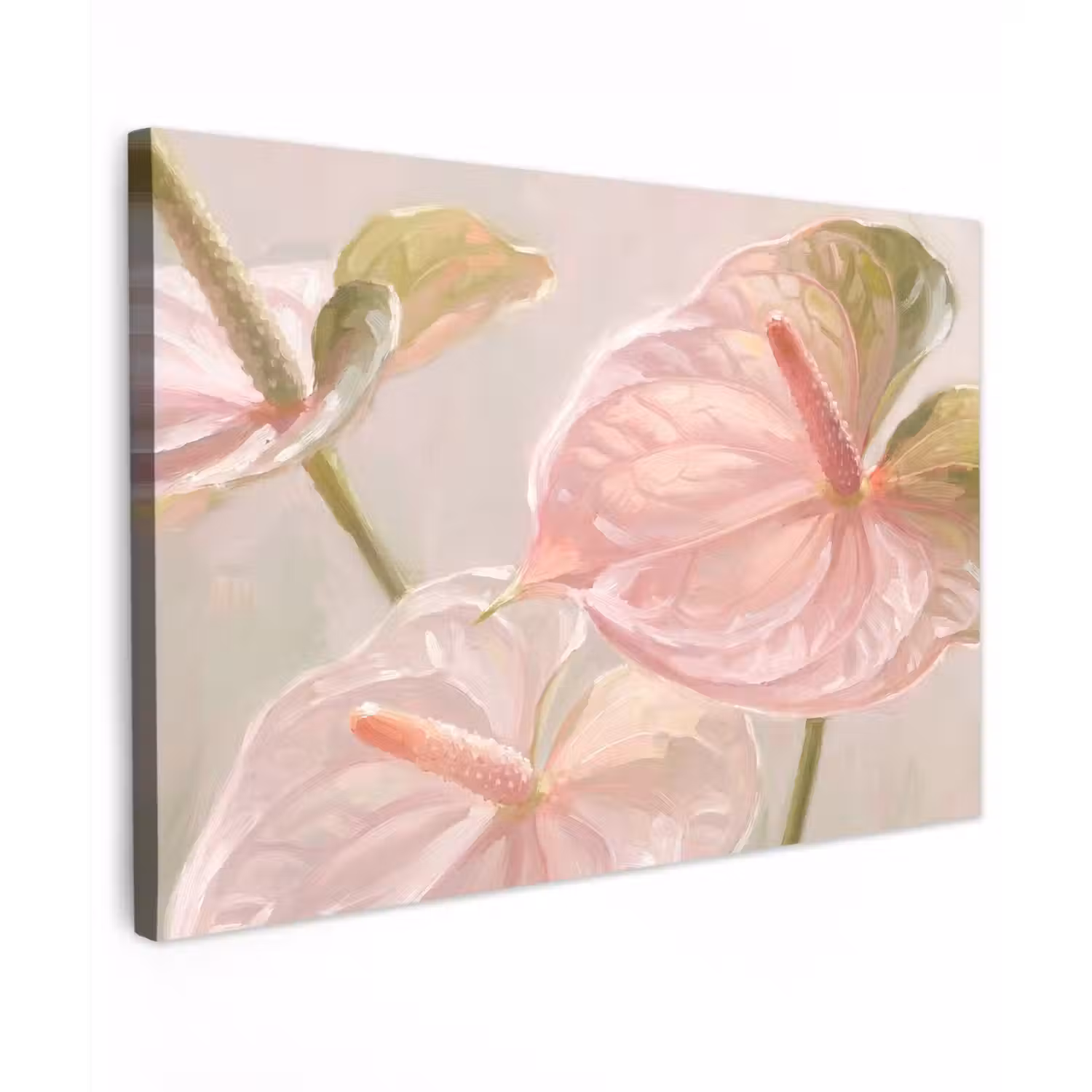 Bloemen - Pastel - Abstract - Natuur - Groen canvas 2cm klein -z3d
