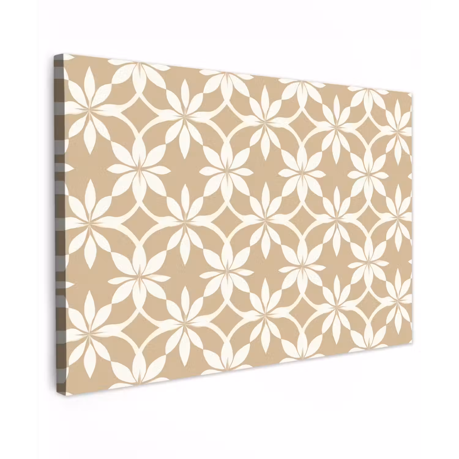 Bloemen - Patroon - Beige canvas 2cm klein 34 -z3d