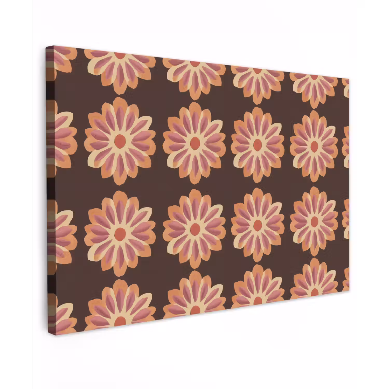 Bloemen - Patroon - Bruin canvas 2cm klein 34 -z3d