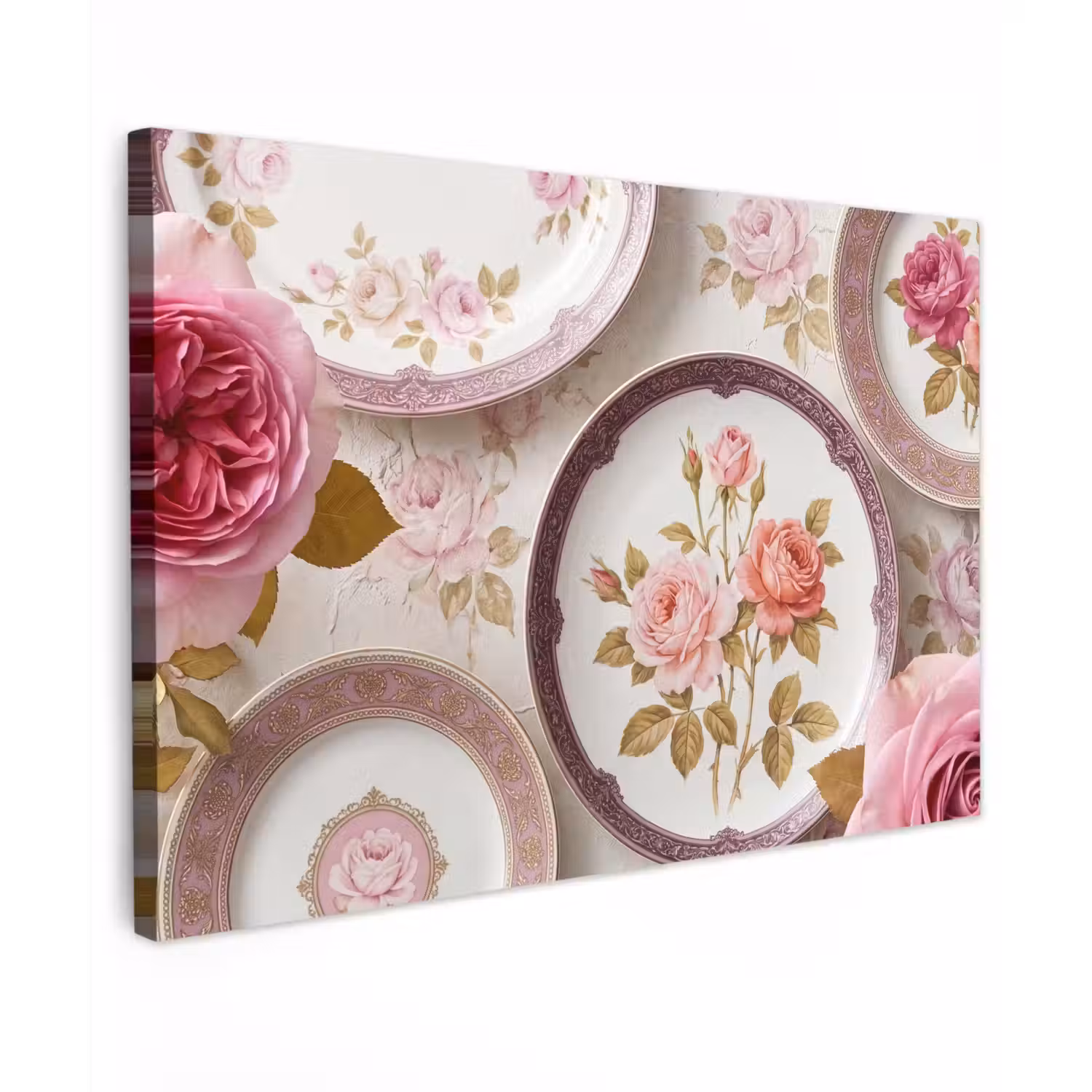 Bloemen - Patroon - Vintage - Roze - Decoratie canvas 2cm klein -z3d
