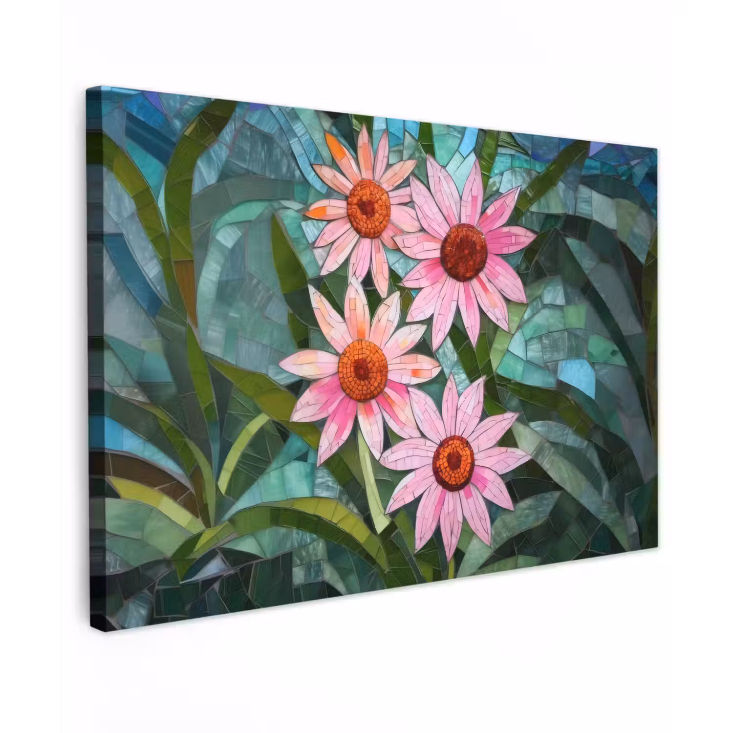 Bloemen - Roze - Glasmozaïek canvas 2cm klein -z3d