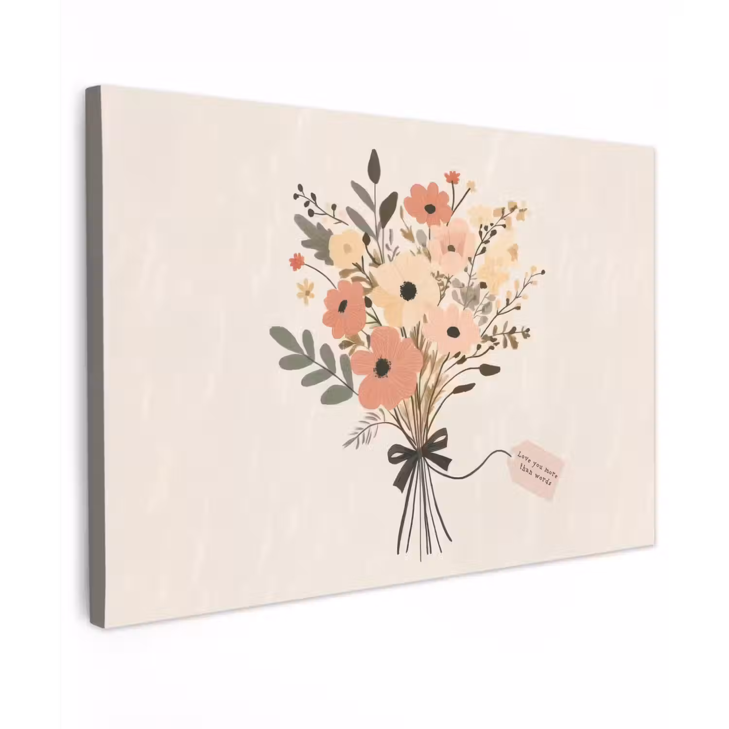 Bloemen - Quote - Beige - Lint canvas 2cm klein -z3d