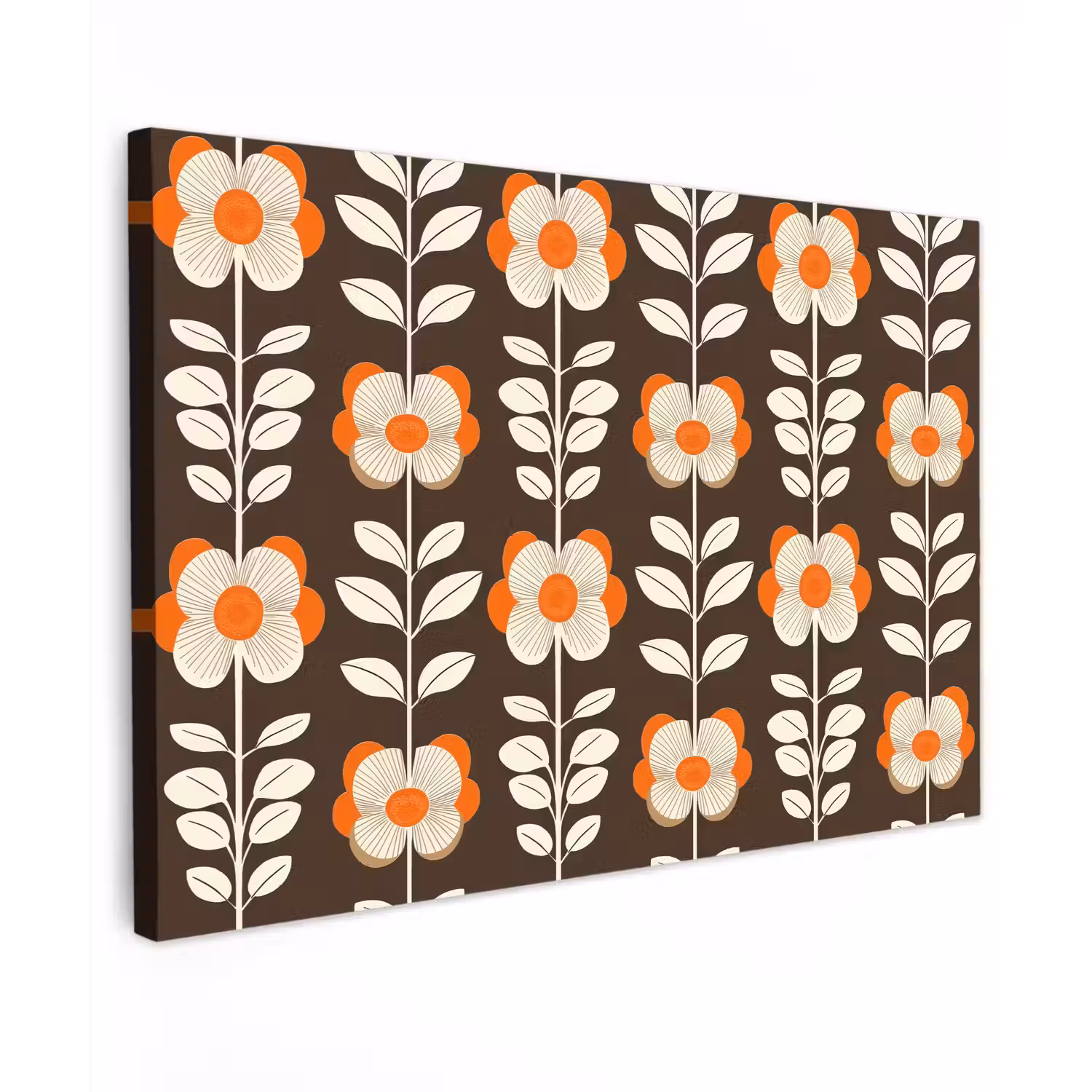 Bloemen - Retro - Bruin canvas 2cm klein 34 -z3d