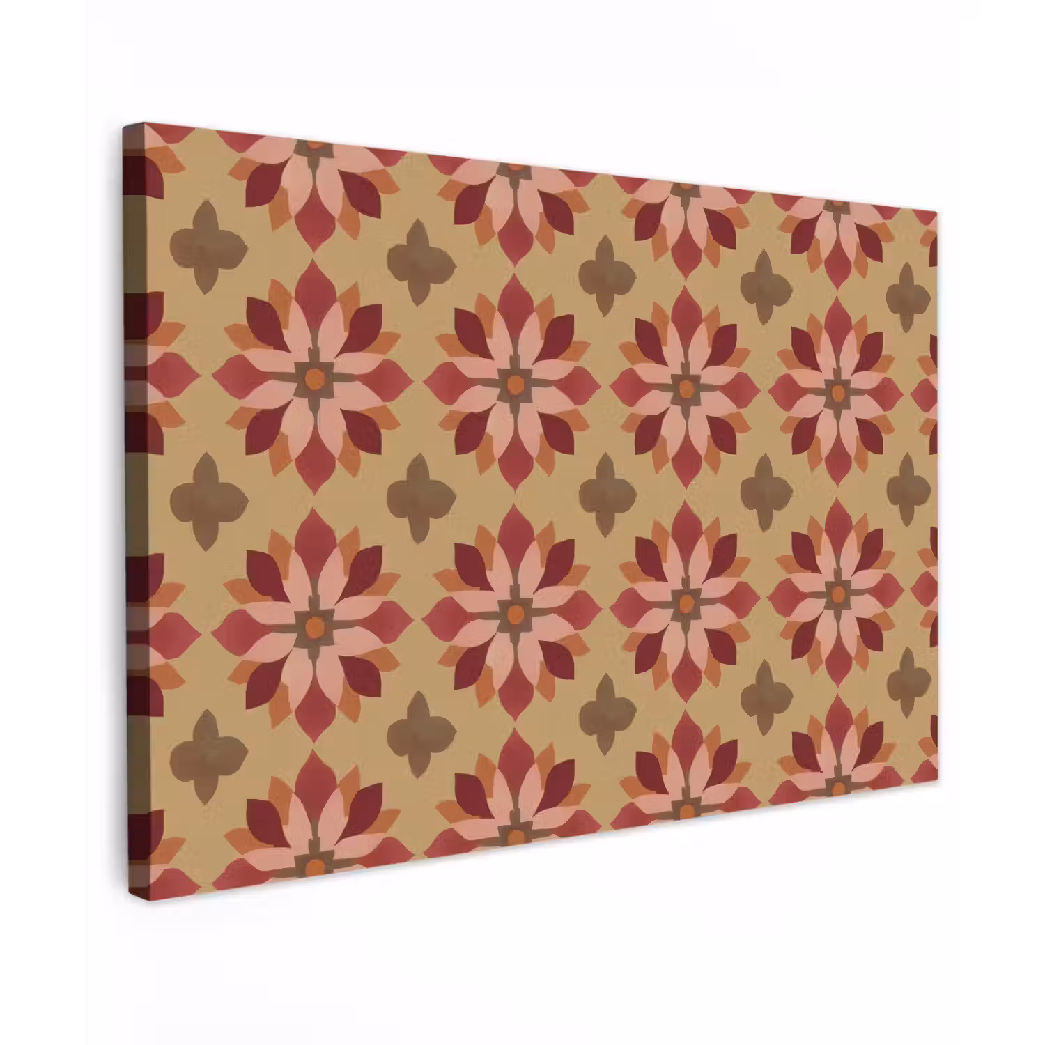 Bloemen - Retro - Groen canvas 2cm klein 34 -z3d