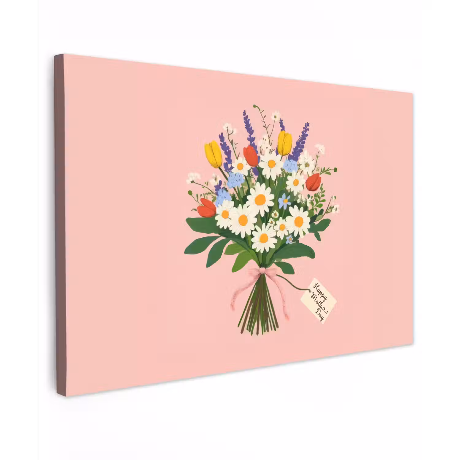 Bloemen - Lint - Kaartje canvas 2cm klein -z3d