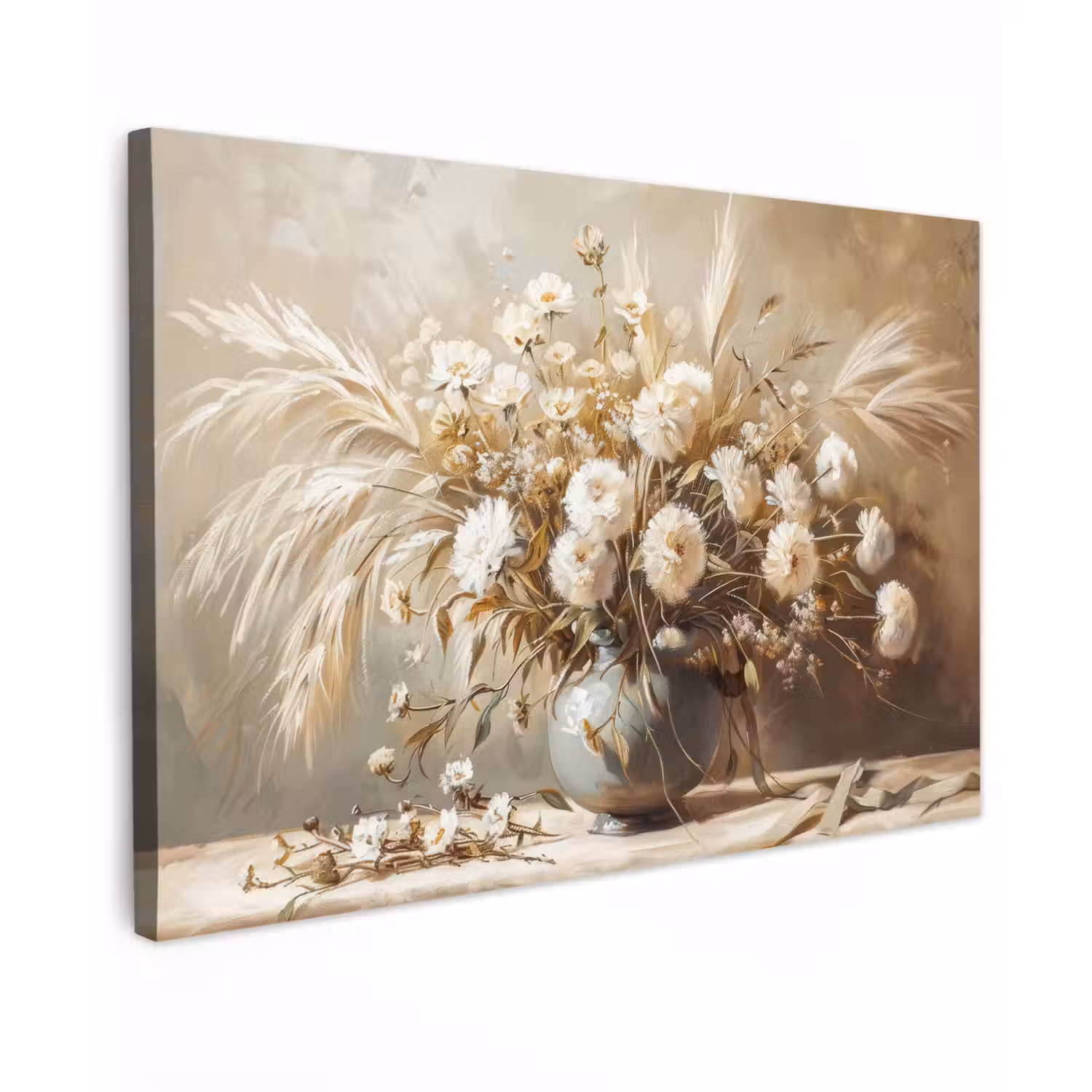 Bloemen - Vaas - Stilleven - Beige canvas 2cm klein -z3d