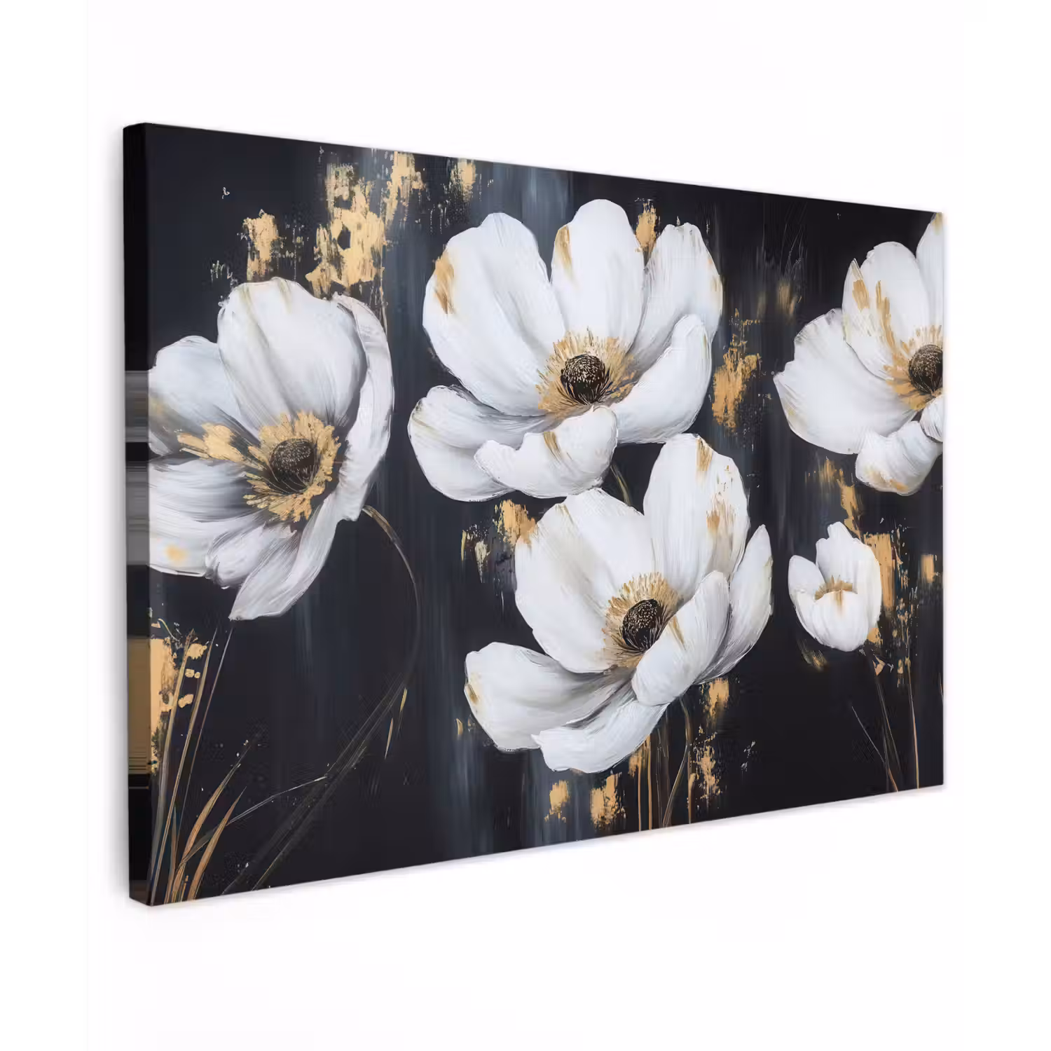 Bloemen - Wit - Abstract canvas 2cm klein -z3d