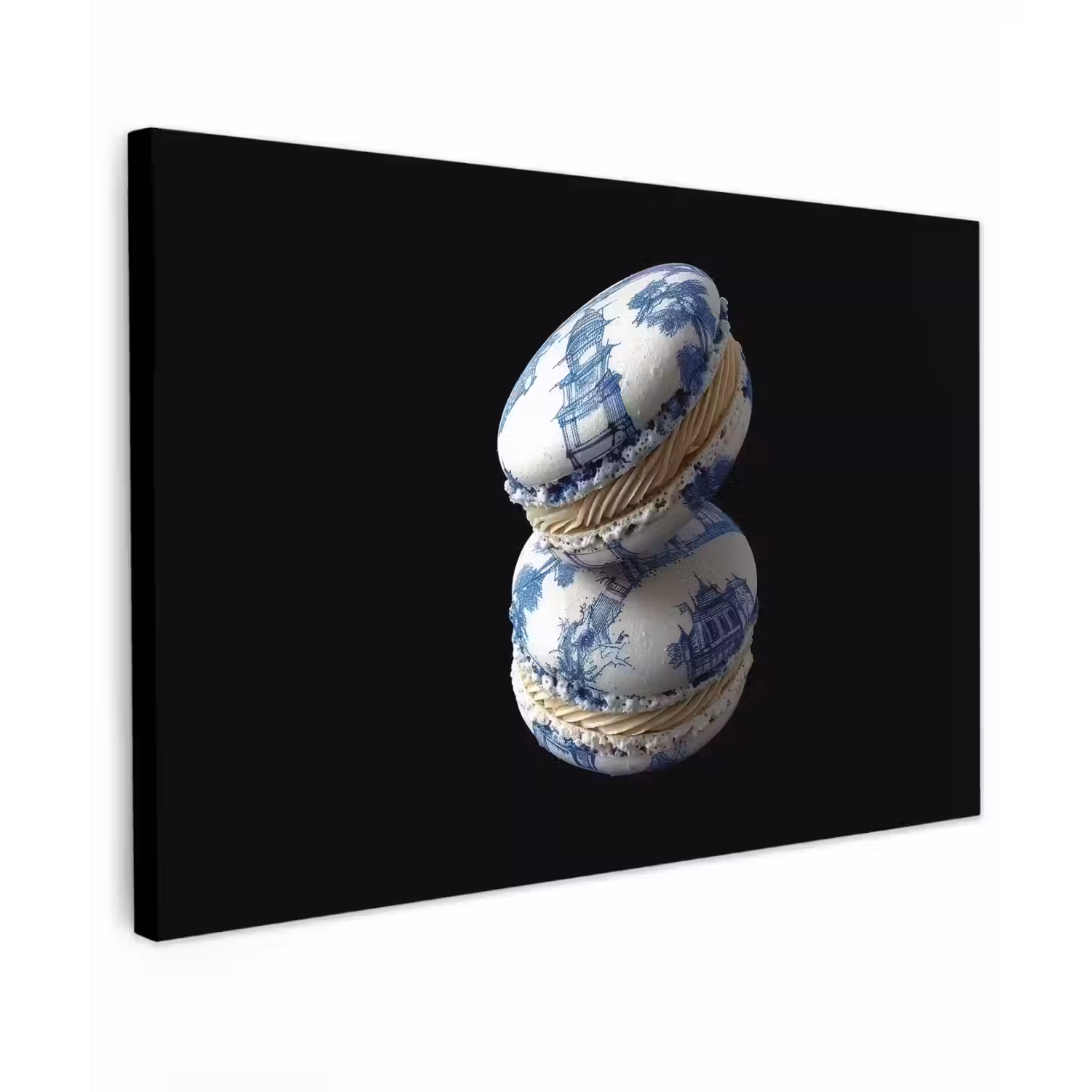 Eten - Macarons - Delfts blauw - Koekjes canvas 2cm klein -z3d