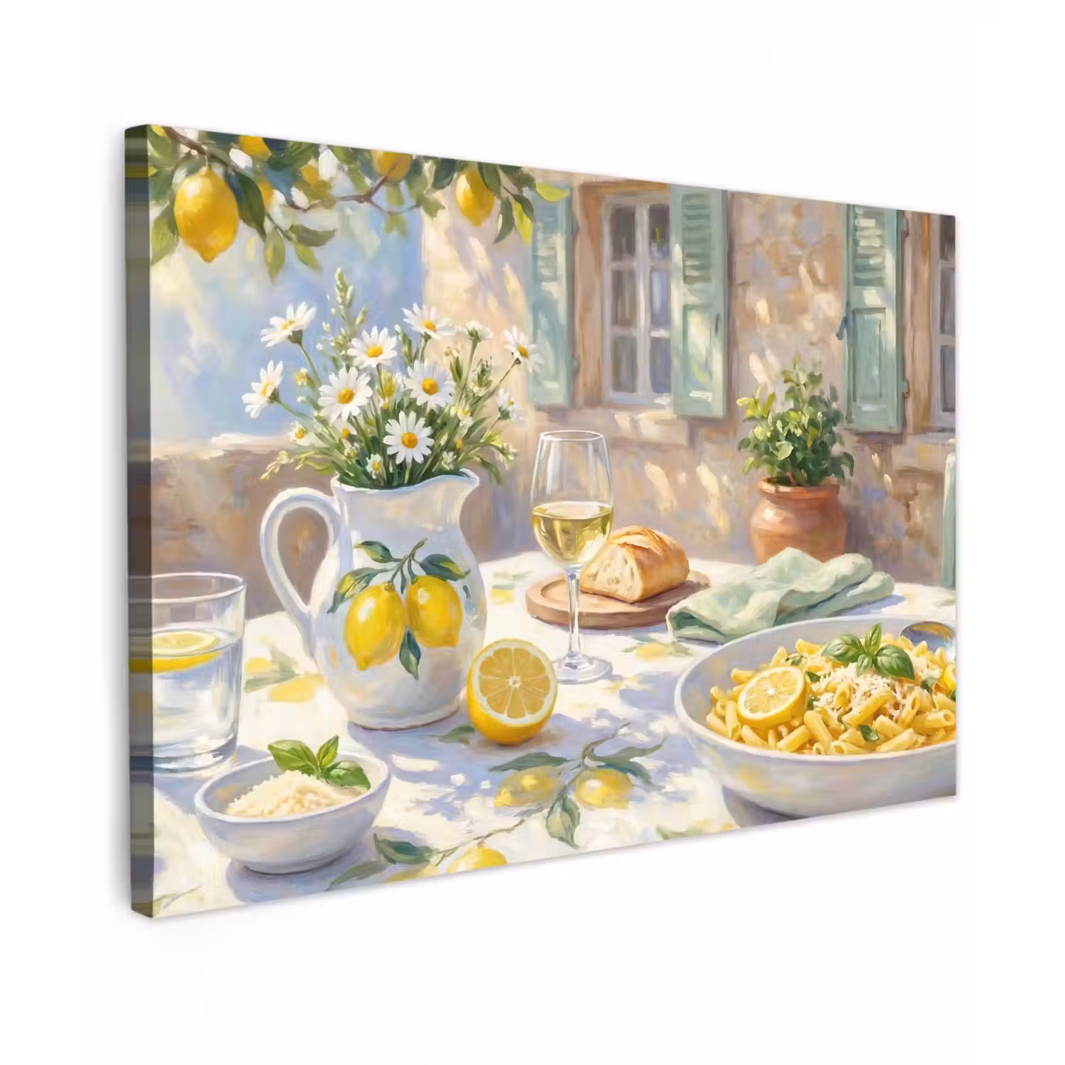 Eten - Terras - Zomer - Geschilderd - Geel canvas 2cm klein -z3d
