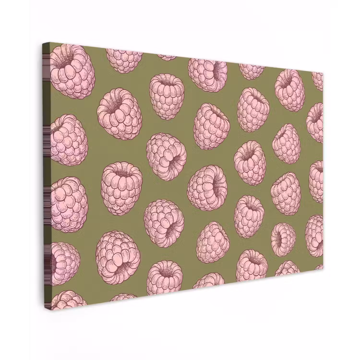 Eten - Patroon - Illustratie - Roze - Groen canvas 2cm klein -z3d