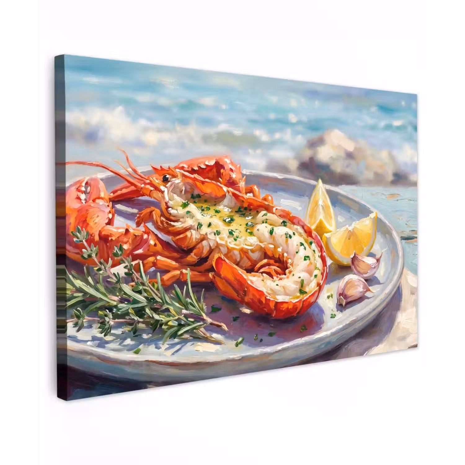 Eten - Zee - Kust - Modern - Blauw canvas 2cm klein -z3d