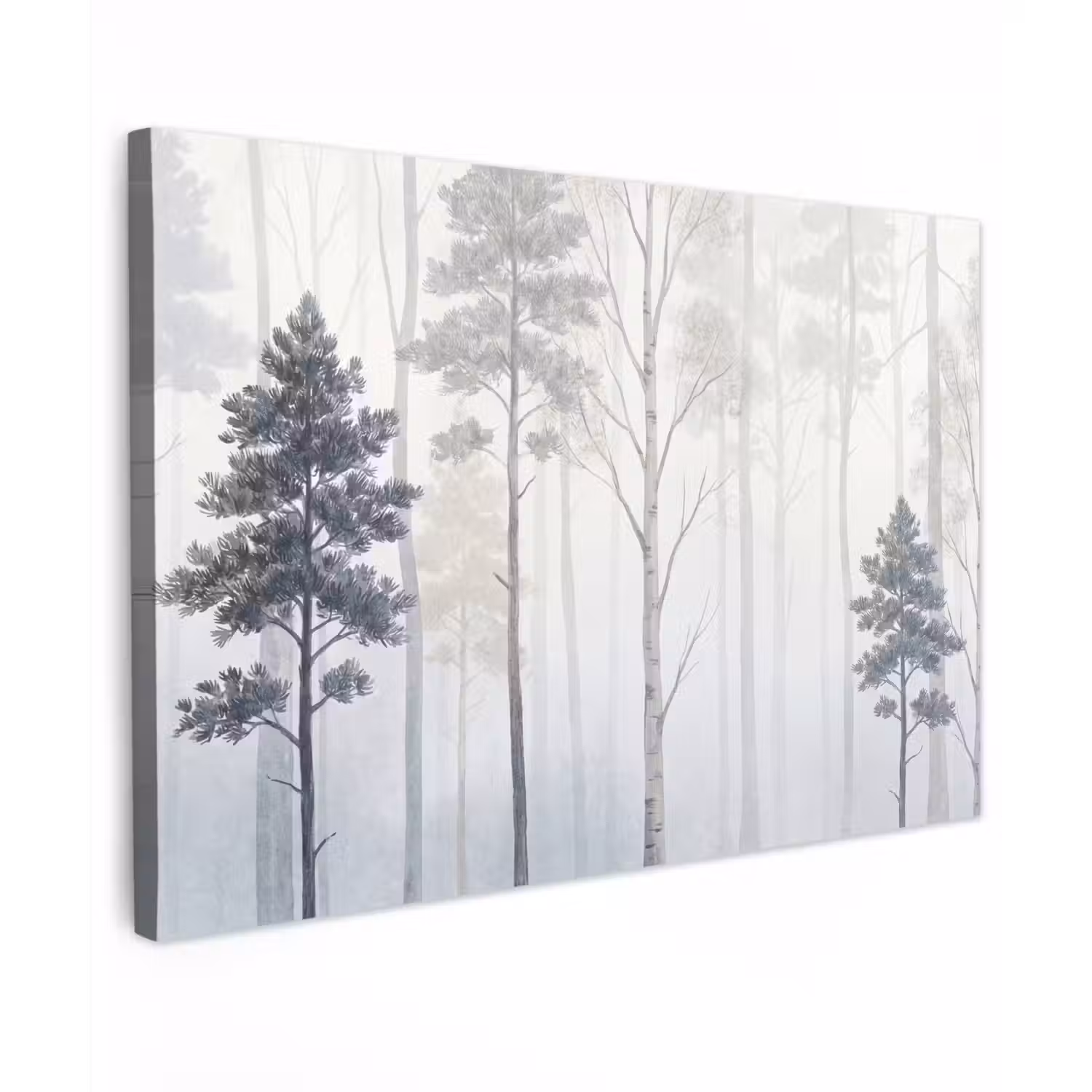 Bos - Bomen - Mist - Natuur - Illustratie - Grijs canvas 2cm klein -z3d