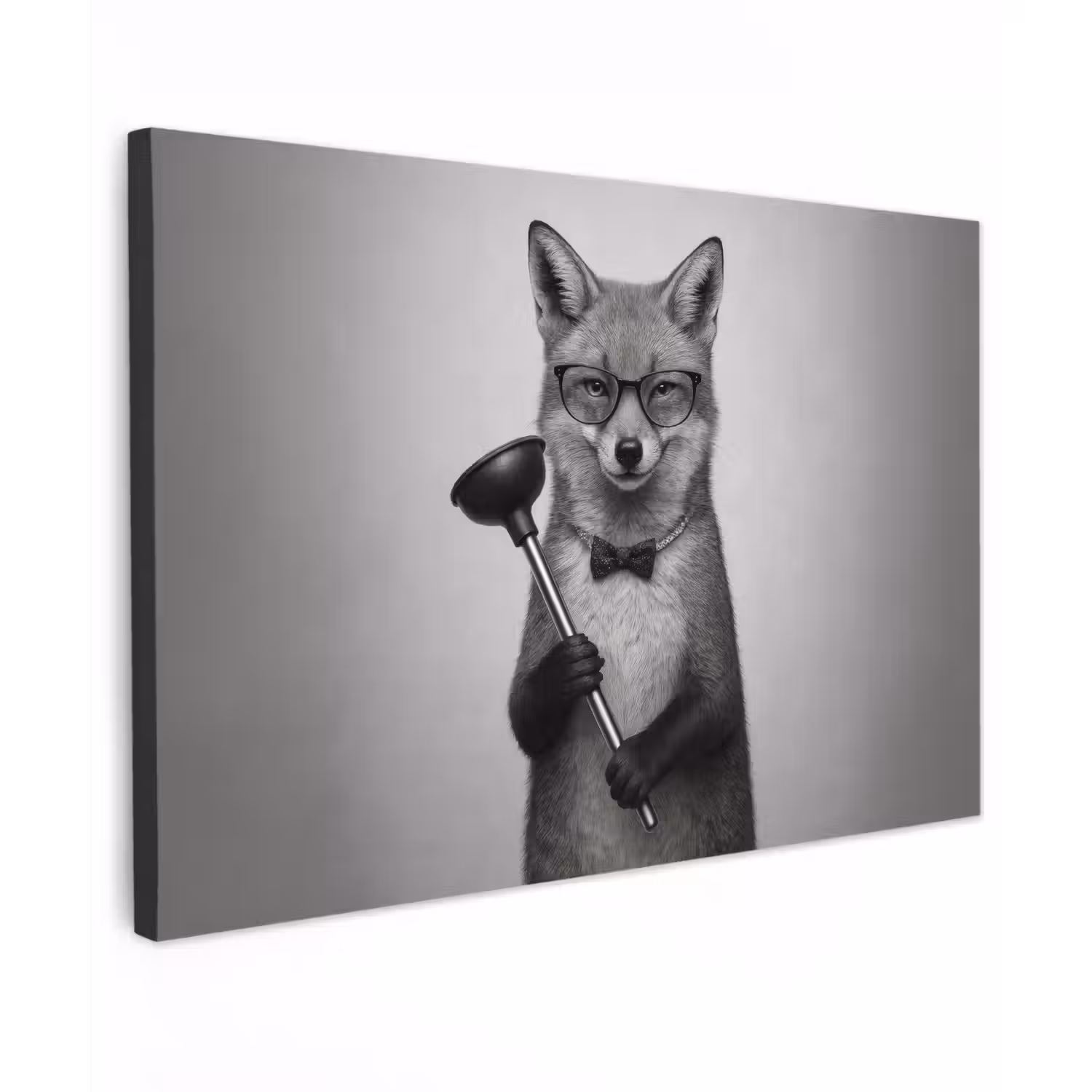 Vos - WC-ontstopper - Zwart - Wit canvas 2cm klein -z3d
