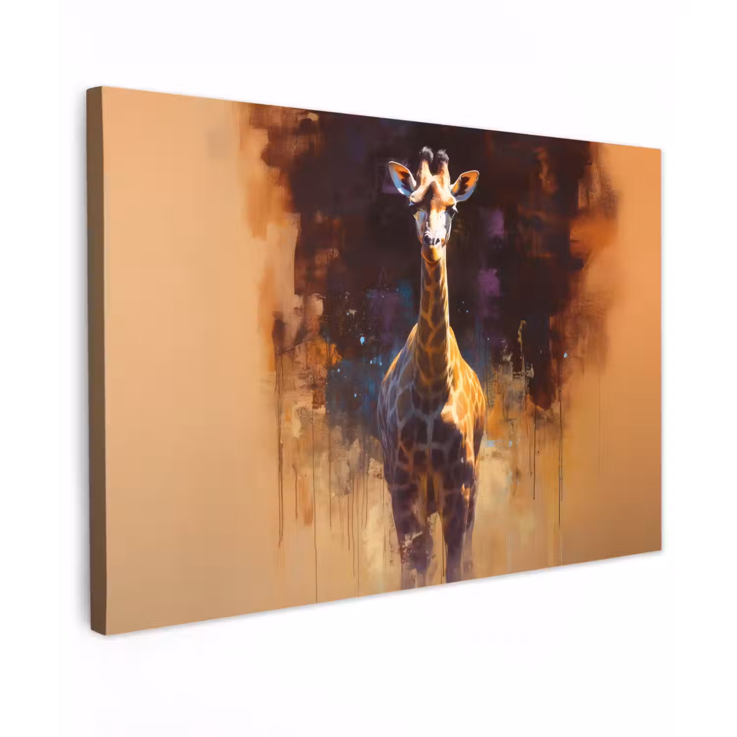 Giraf - Bruin - Abstract - Geschilderd canvas 2cm klein -z3d