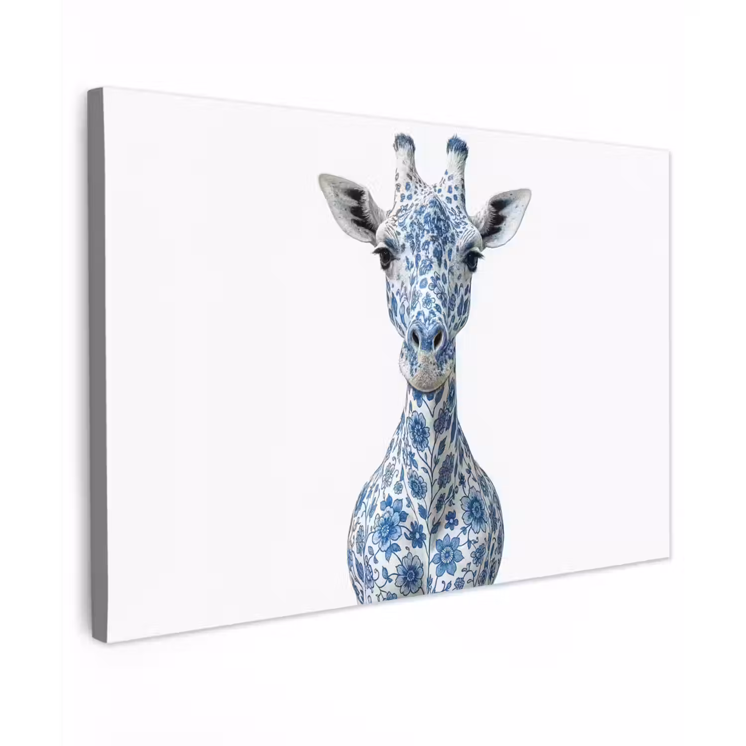 Giraffe - Delfts blauw - Dieren - Minimalistisch canvas 2cm klein -z3d