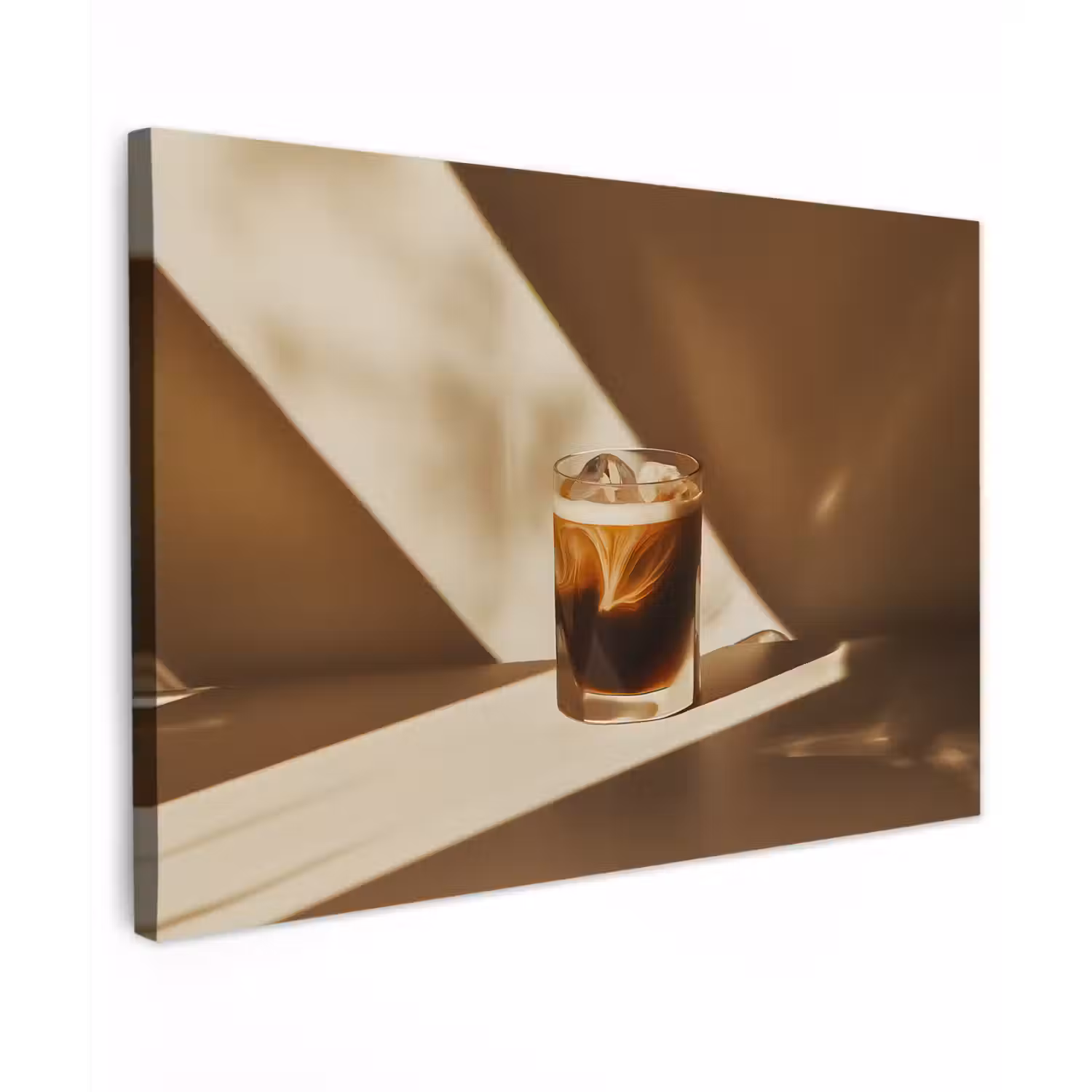 Glas - Ijskoffie - Schaduw - Bruin canvas 2cm klein -z3d