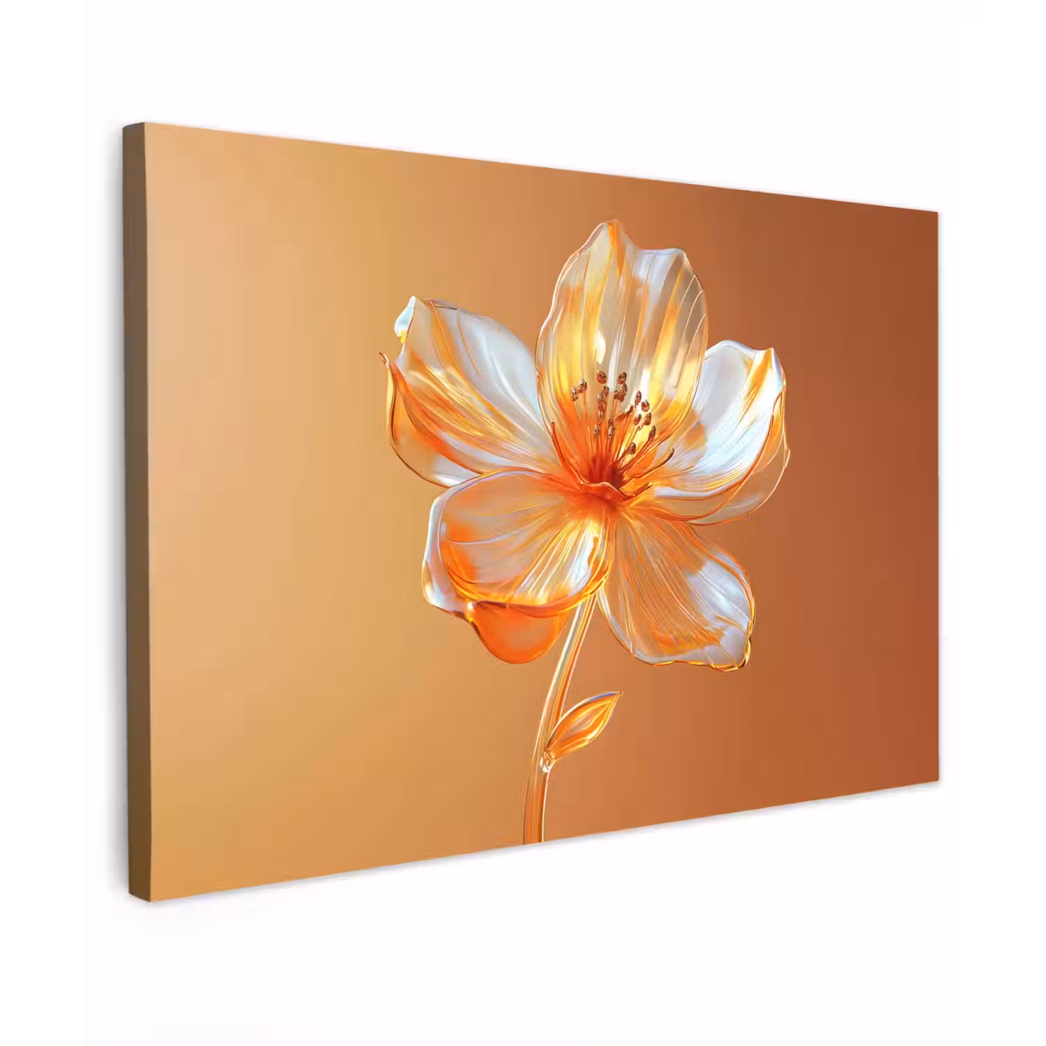 Glazen - Bloem - Oranje canvas 2cm klein -z3d