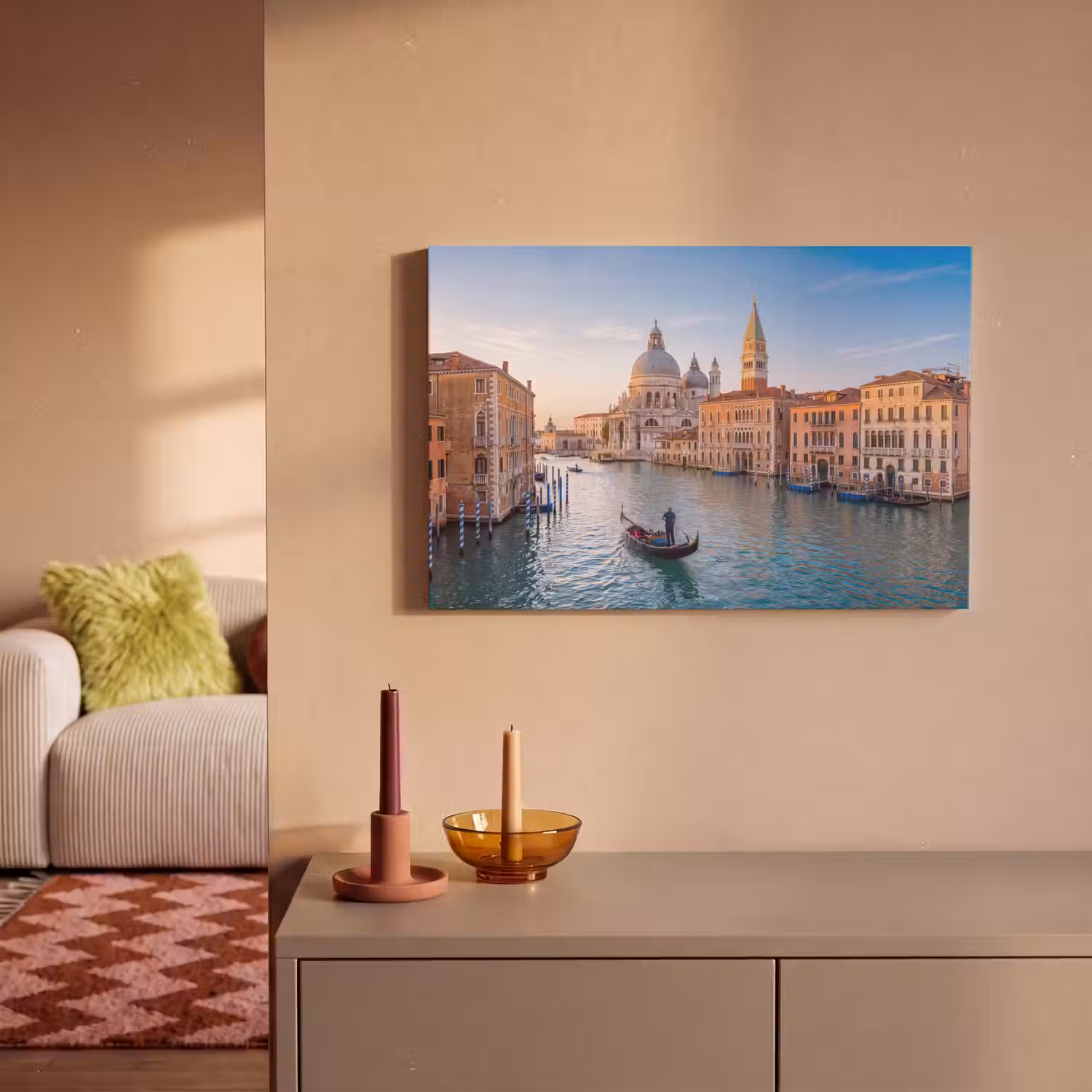 Gondel - Venetië - Kanaal - Stadsgezicht - Avondlicht canvas 2cm klein -sfeer1