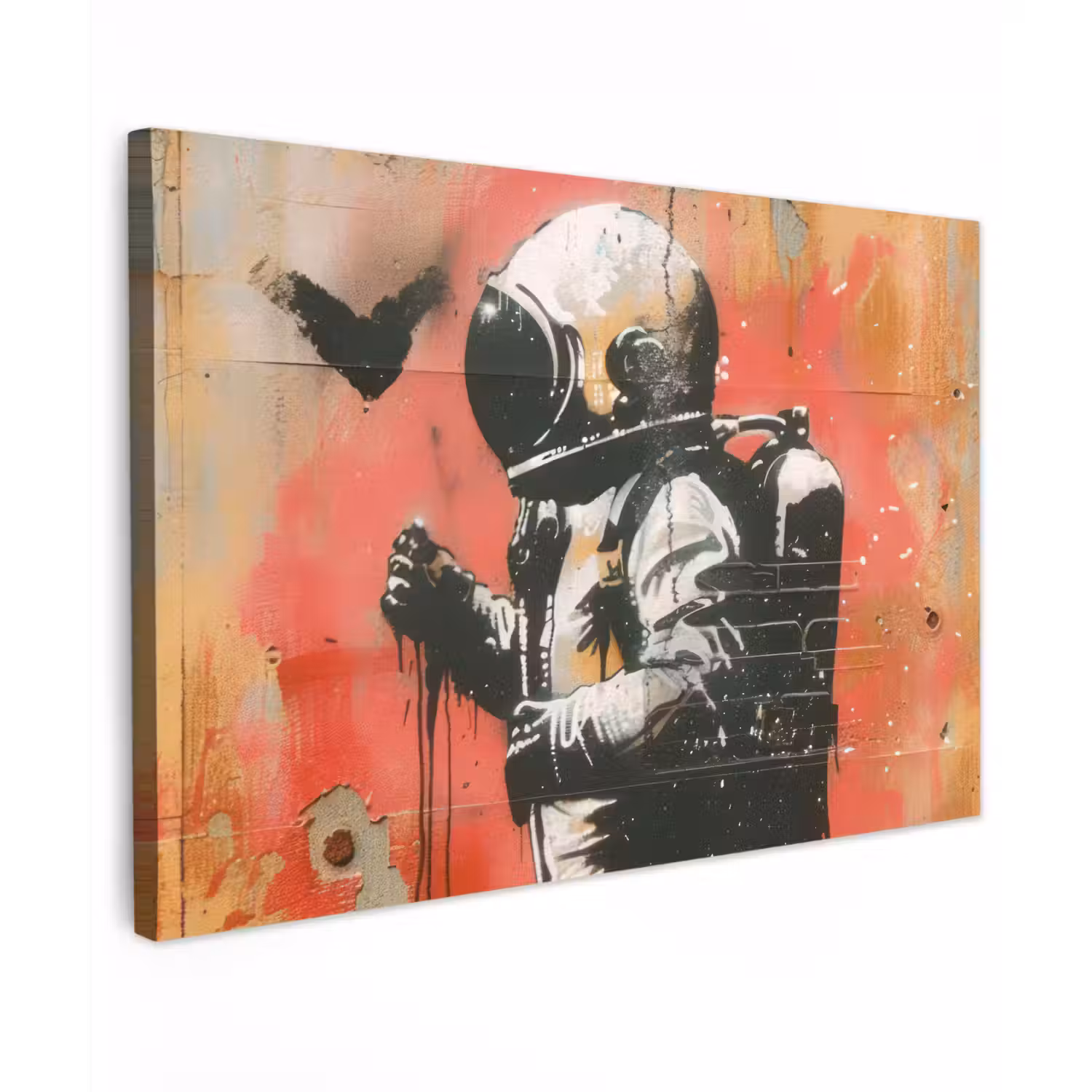Graffiti - Astronaut - Street art - Ruimte - Banksy canvas 2cm klein -z3d