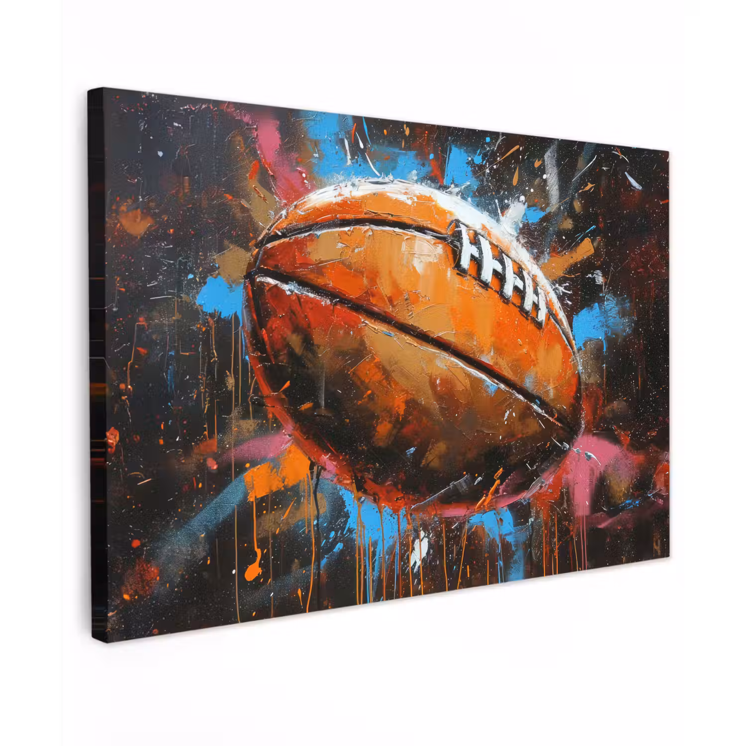 Graffiti - Rugby - Kleurrijk - Rugbybal canvas 2cm klein -z3d