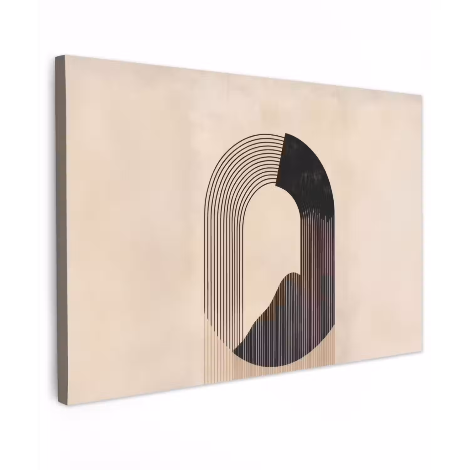 Grafisch gebogen motief - Beige canvas 2cm klein -z3d