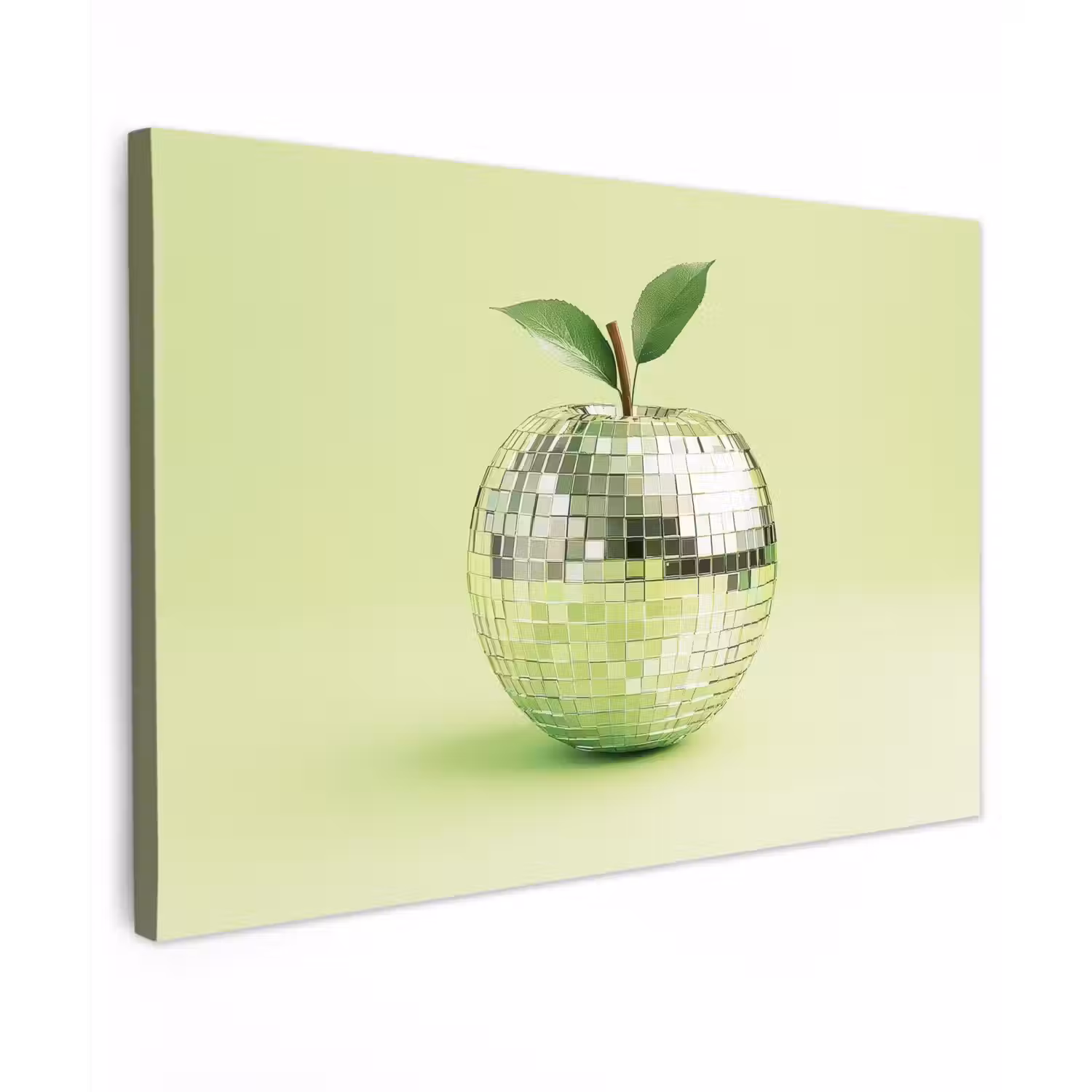 Groen - Disco - Decoratie - Appel canvas 2cm klein -z3d
