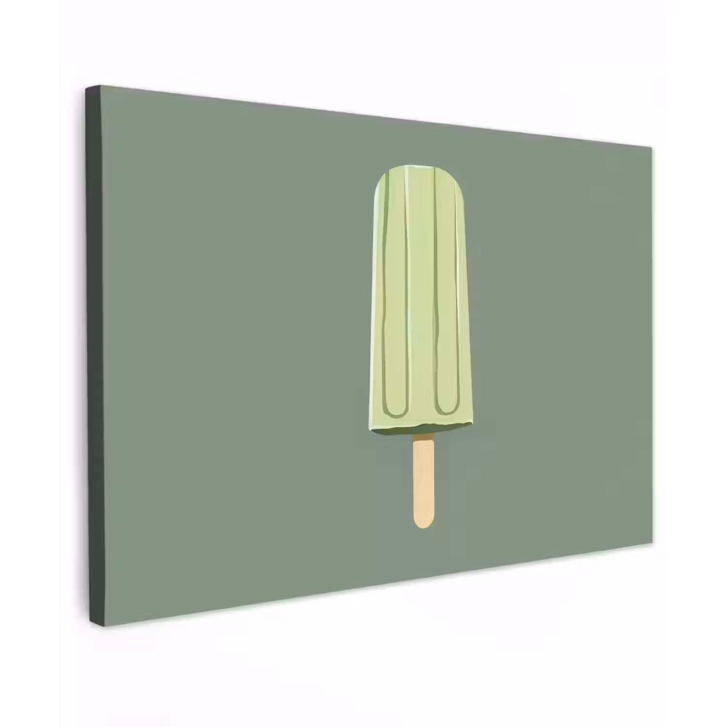 Groen - Waterijsje - Stokje - Illustratie canvas 2cm klein -z3d