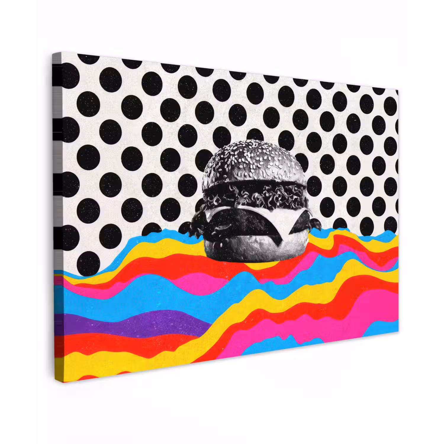 Hamburger - Stippen - Golven - Kleuren canvas 2cm klein -z3d