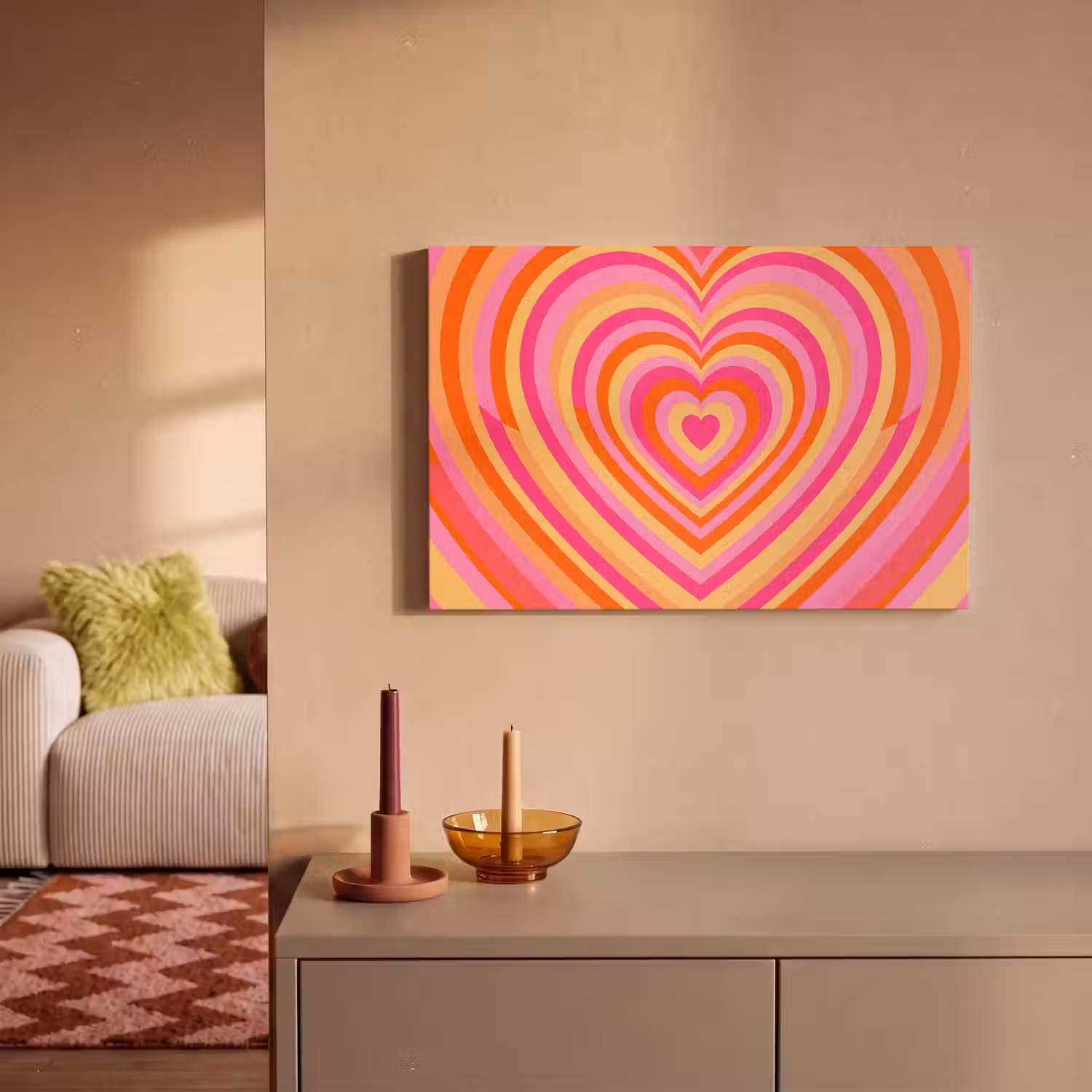 Hart - Concentrisch - Abstract - Liefde - Kleurrijk canvas 2cm klein -sfeer1