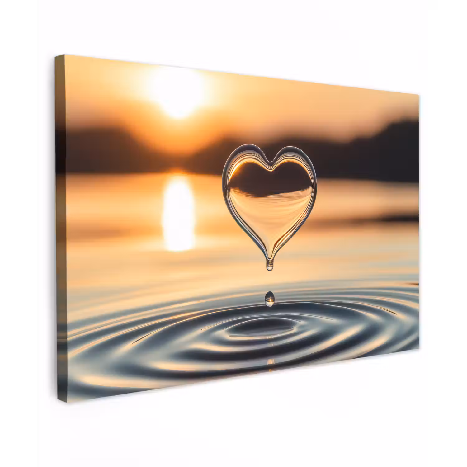 Hart - Water - Zonsondergang - Natuur - Zen canvas 2cm klein -z3d