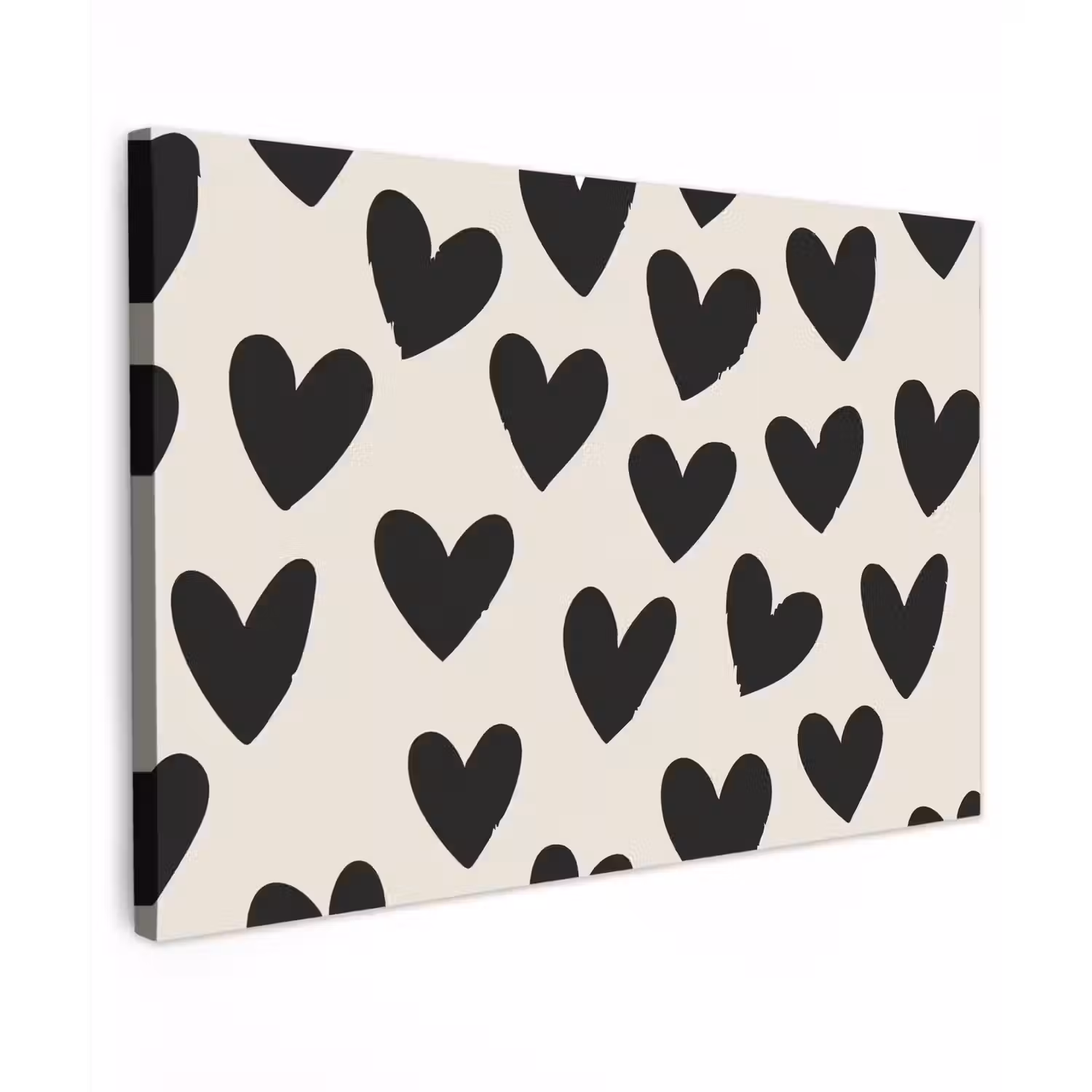Hartjes - Zwart - Beige canvas 2cm klein -z3d