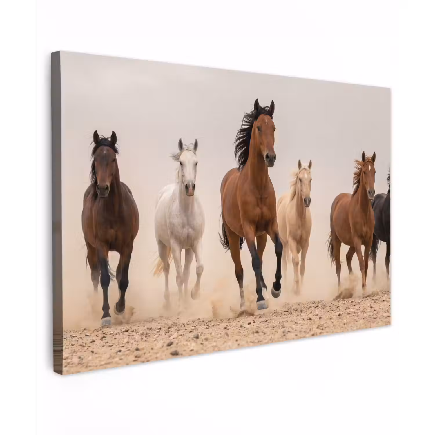 Kudde paarden - Stofwolk - Bruin - Zwart canvas 2cm klein -z3d