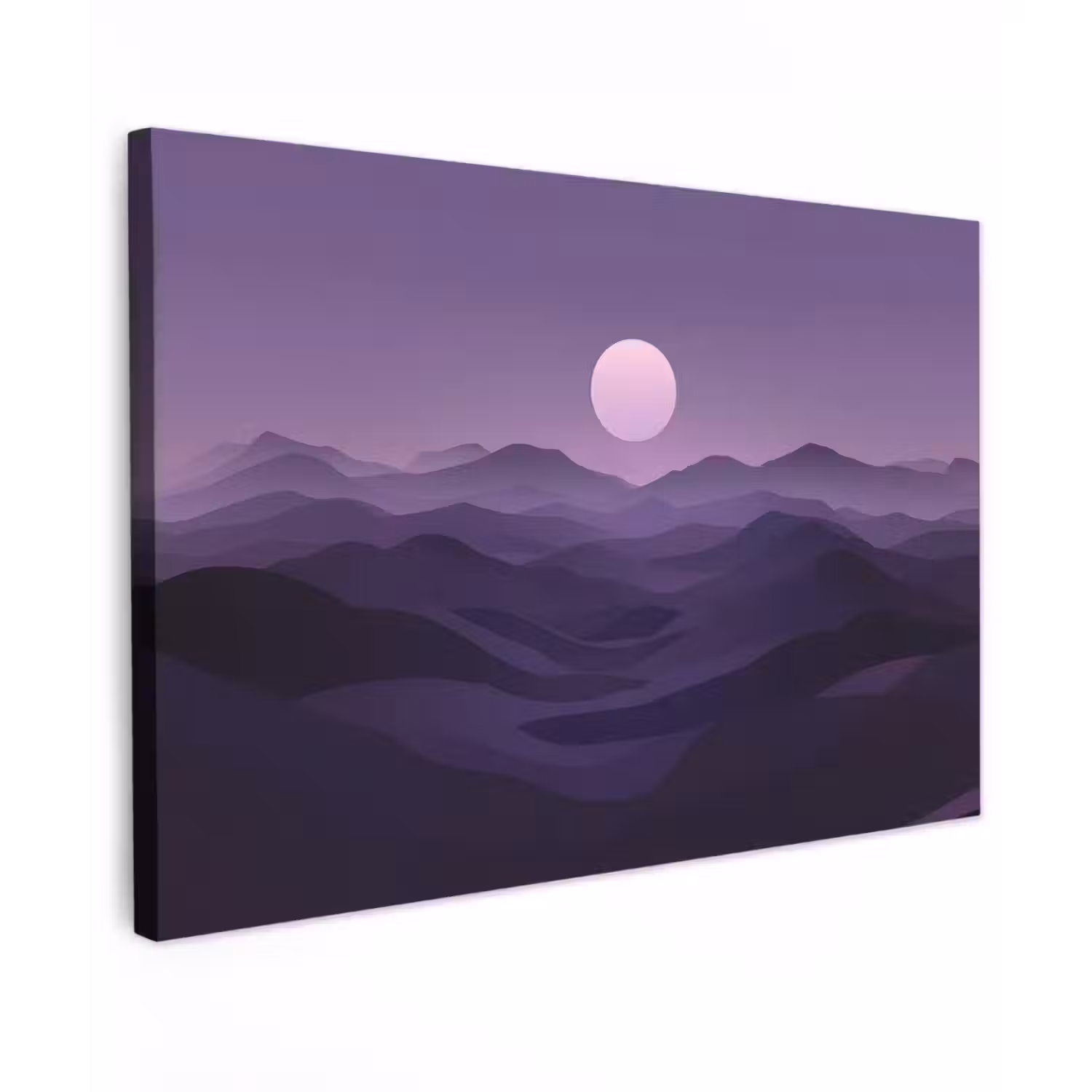 Heuvels - Paars - Mist - Zon canvas 2cm klein -z3d