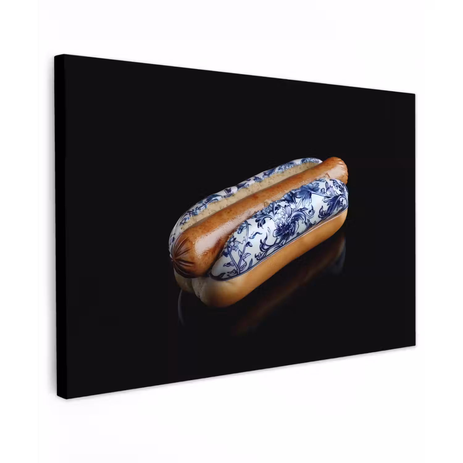 Hotdog - Porselein - Delfts blauw - Eten canvas 2cm klein -z3d