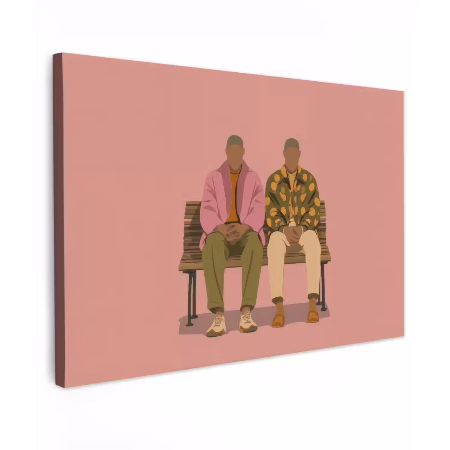 Illustratie - Bankje - Personen - Minimalistisch canvas 2cm klein -z3d