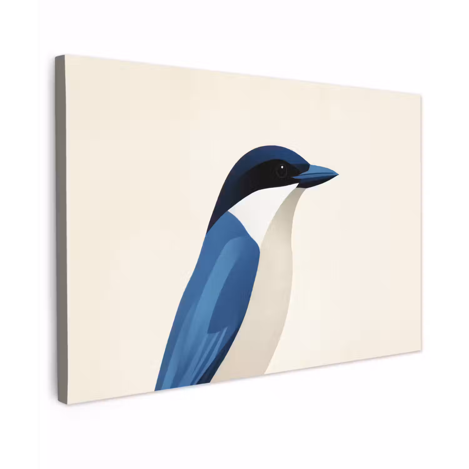 Illustratie - Blauw - Vogel canvas 2cm klein -z3d
