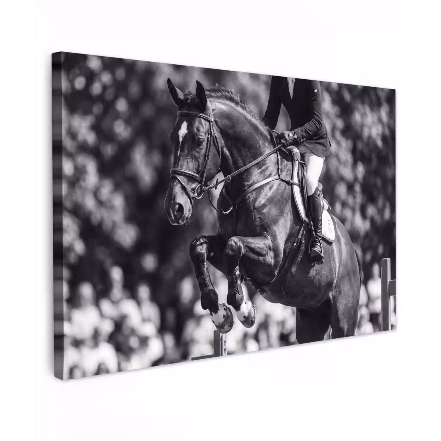 Springen - Paard - Zwart - Wit canvas 2cm klein -z3d