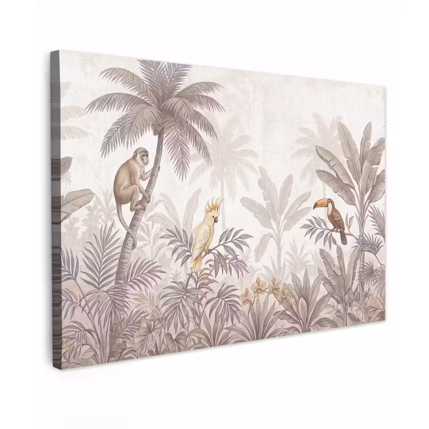 Jungle - Dieren - Palmbomen canvas 2cm klein -z3d