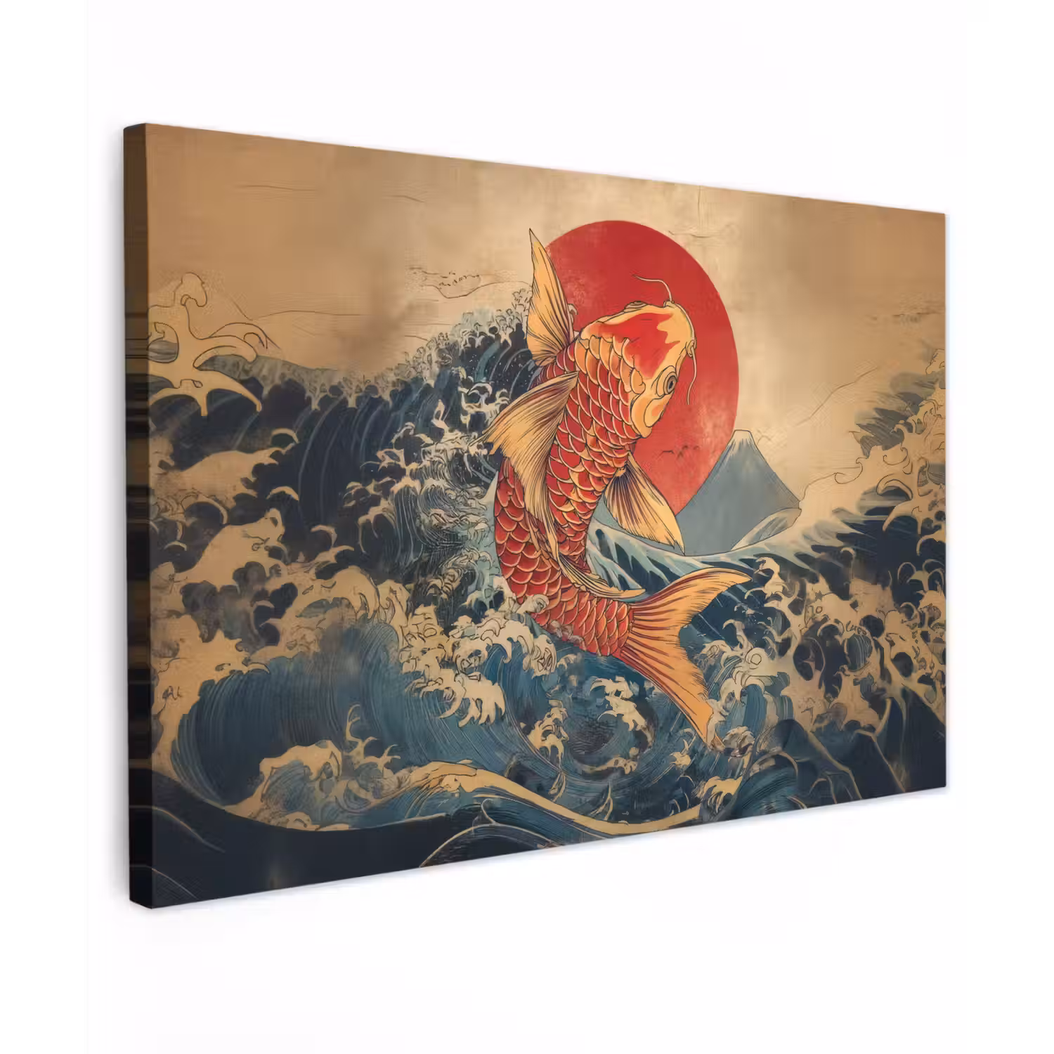 Koi - Zee - Golven - Zon canvas 2cm klein -z3d