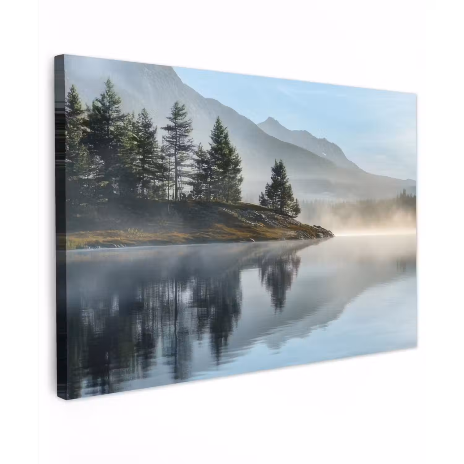 Meer - Mist - Bergen - Landschap canvas 2cm klein -z3d